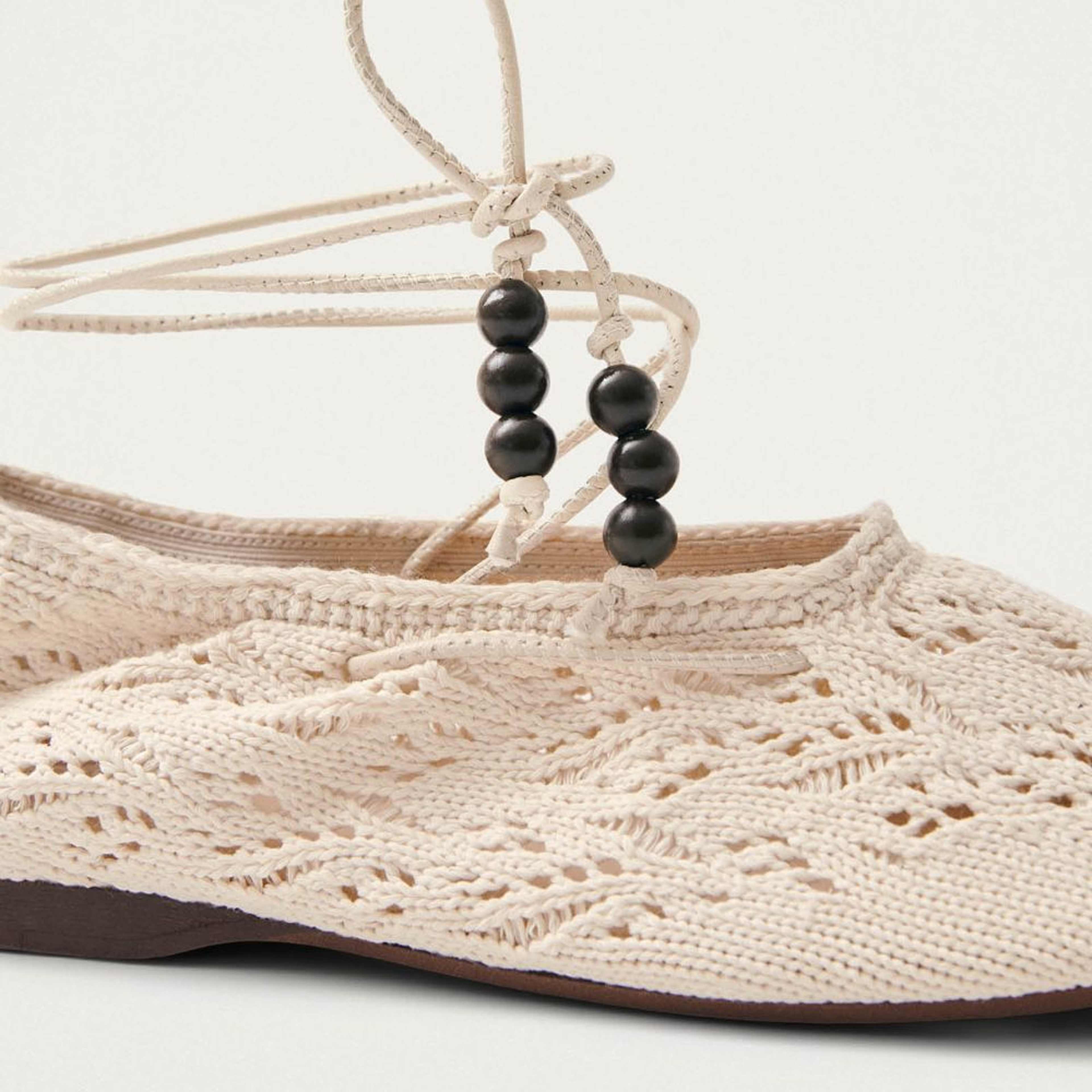 Rosemary Crochet Cream Ballet Flats