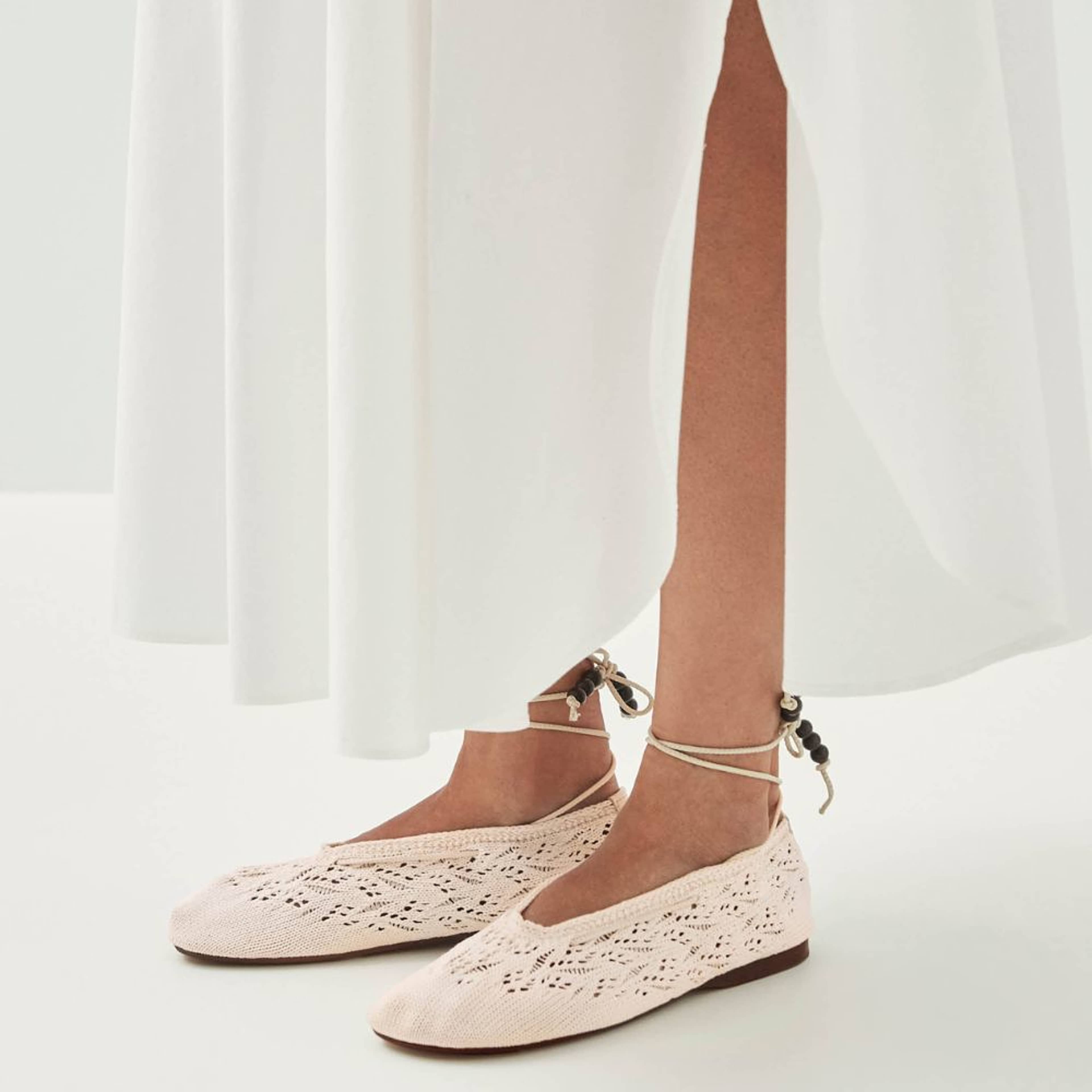 Rosemary Crochet Cream Ballet Flats