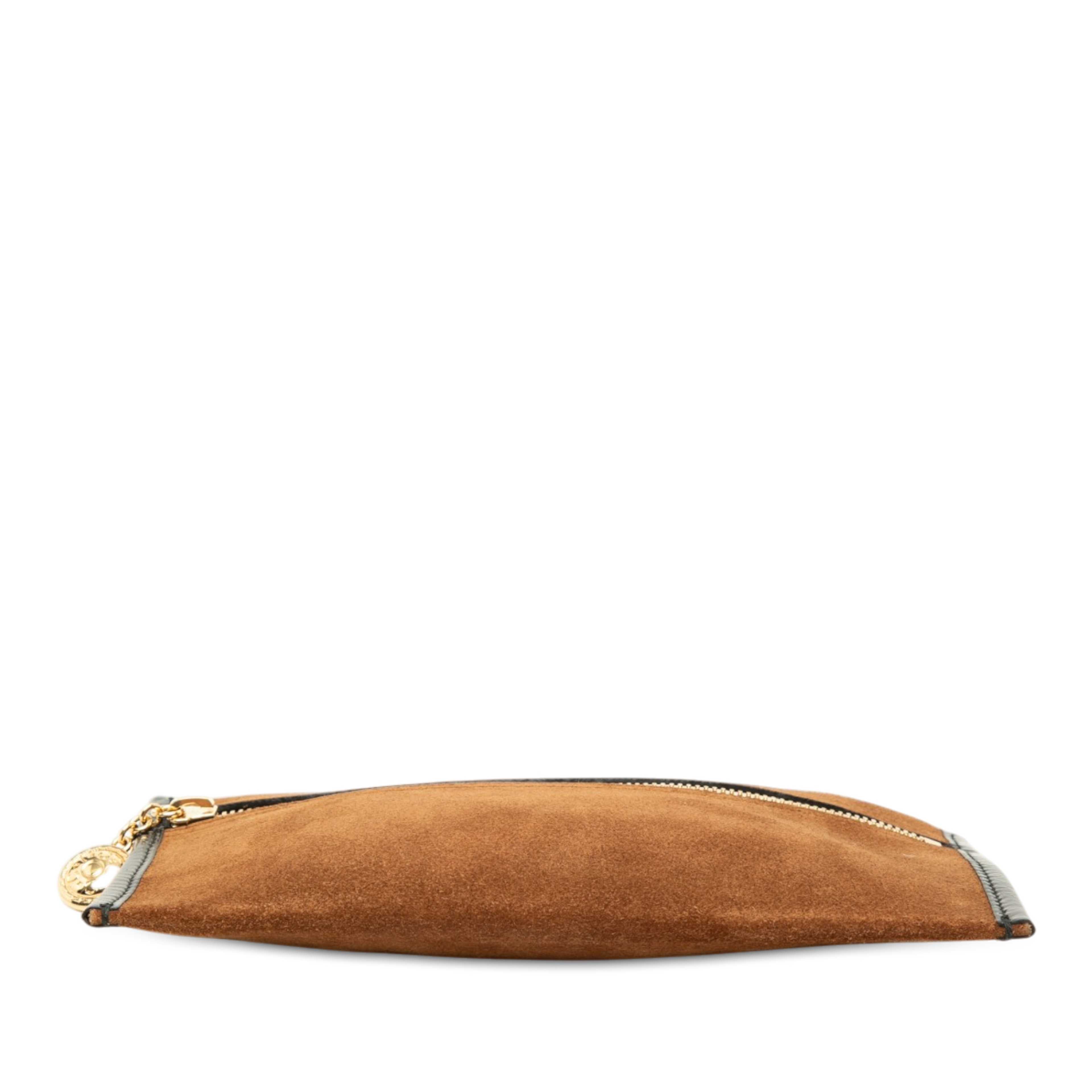 Gucci Suede Rajah Pouch, från Luxclusif, i färgen brun. Klicka för att öppna bilden i stort format