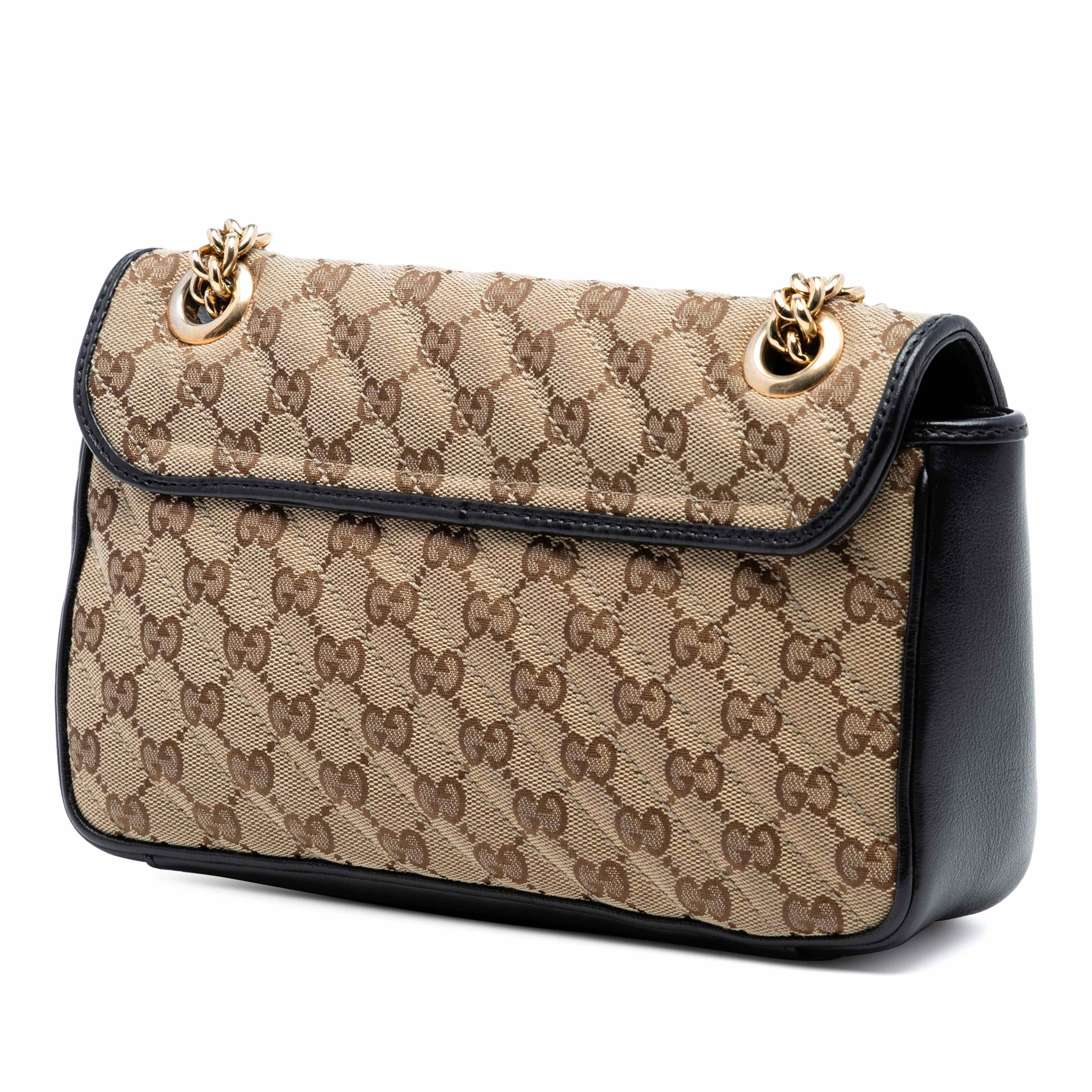 Gucci Medium Gg Marmont Matelasse Diagonal Gg Canvas Shoulder Bag, från Luxclusif, i färgen beige. Klicka för att öppna bilden i stort format