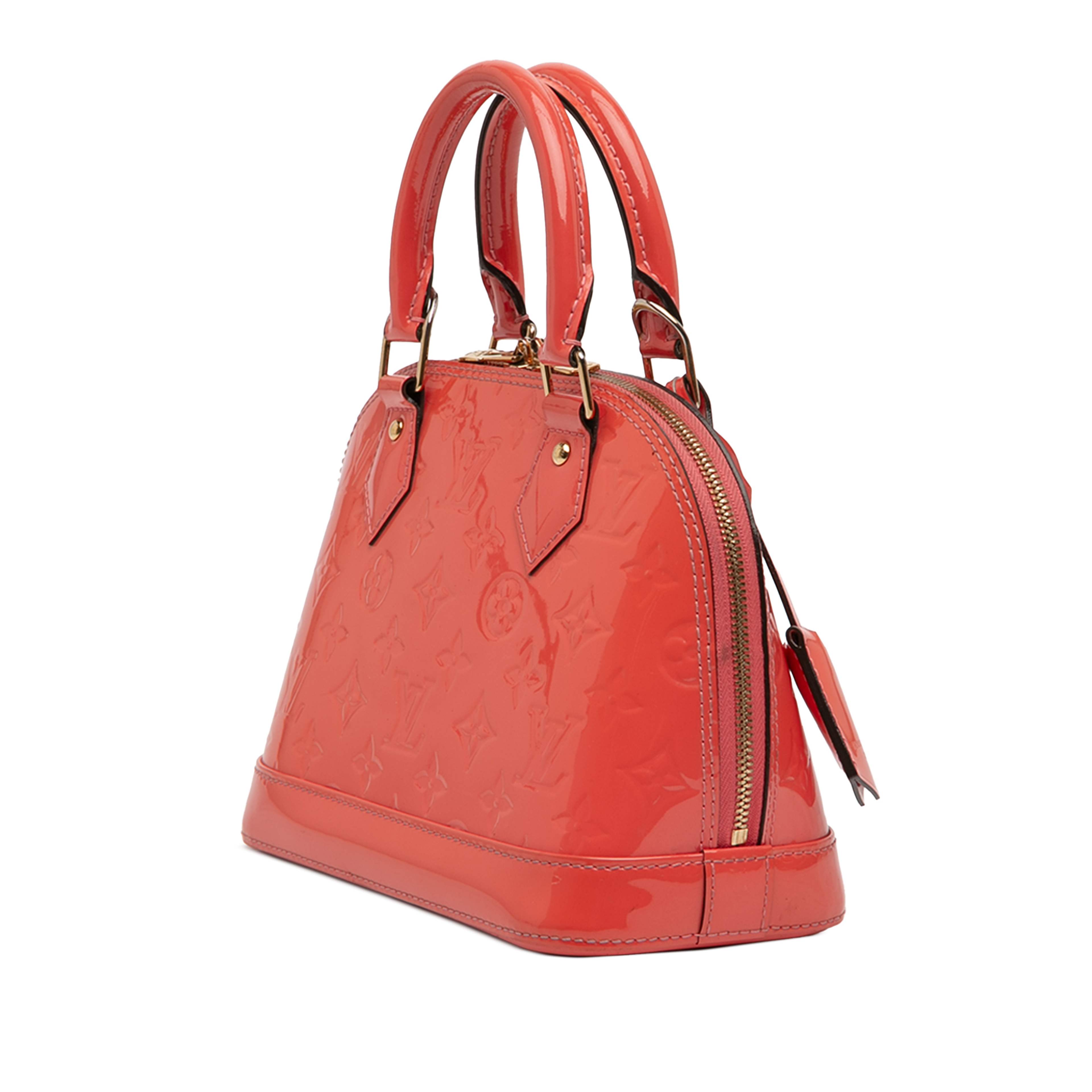 Louis Vuitton Monogram Vernis Alma Bb, från Luxclusif, i färgen orange. Klicka för att öppna bilden i stort format