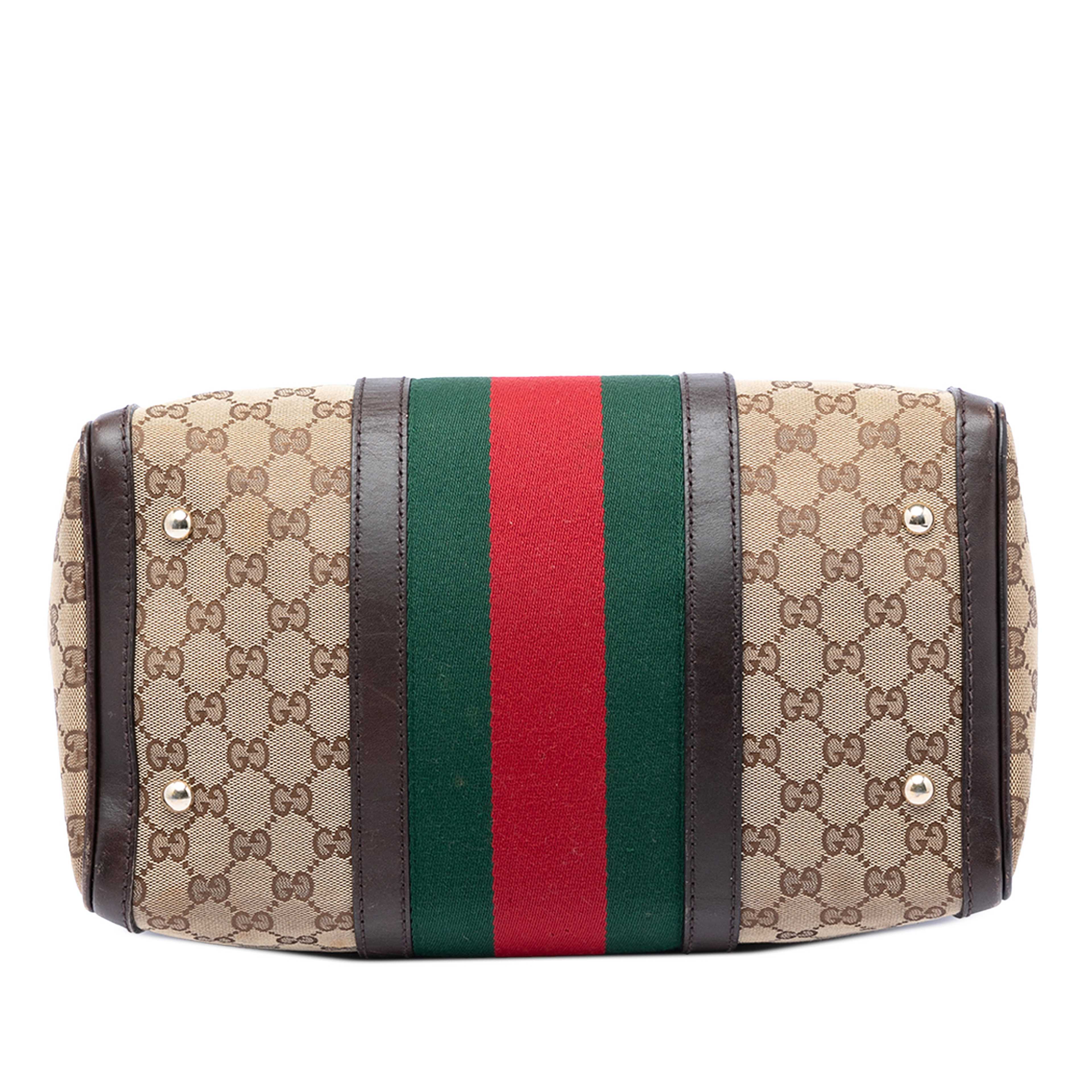 Gucci Medium Gg Canvas Web Joy Boston Bag, från Luxclusif, i färgen beige. Klicka för att öppna bilden i stort format