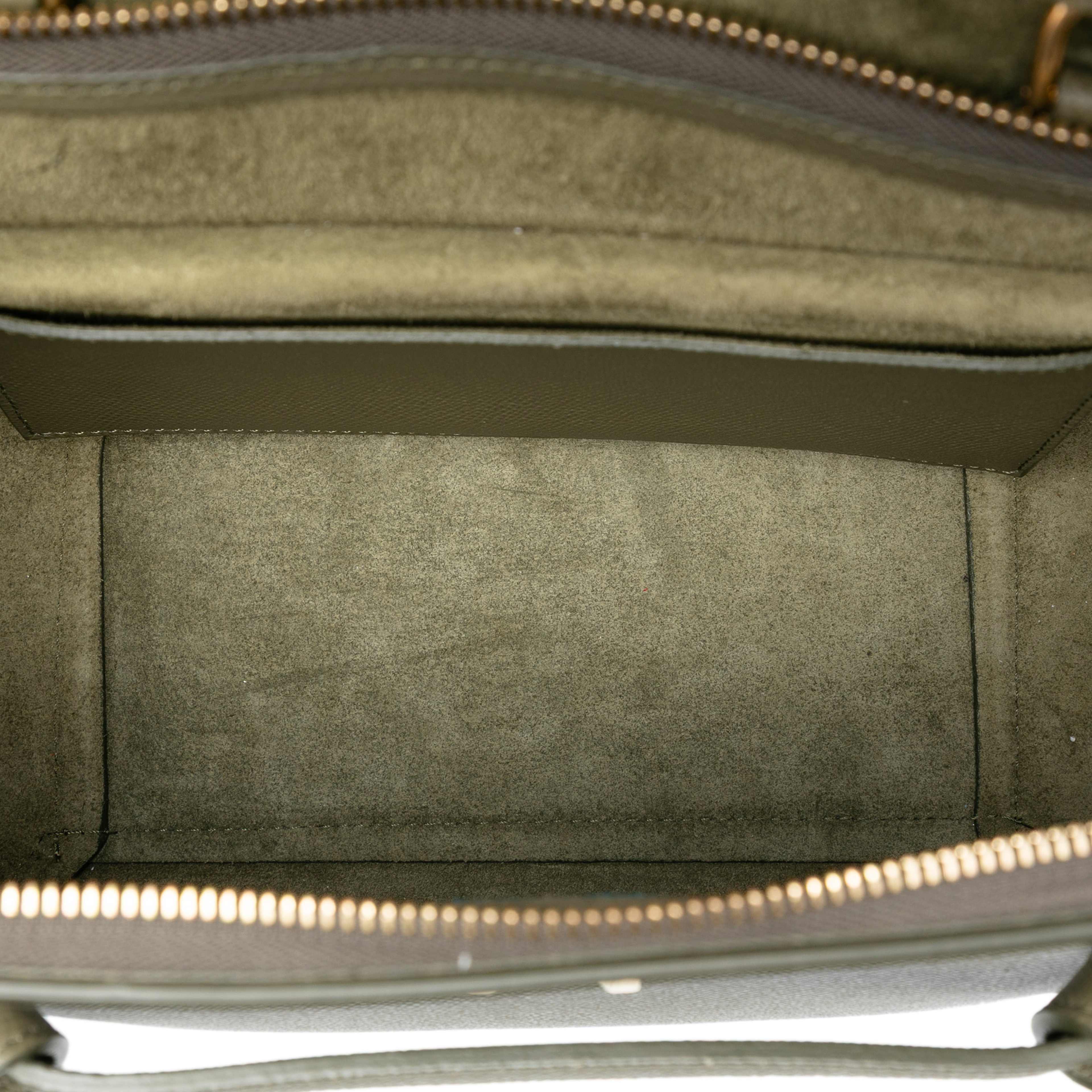Celine Micro Grained Calfskin Belt Bag, från Luxclusif, i färgen olive green. Klicka för att öppna bilden i stort format