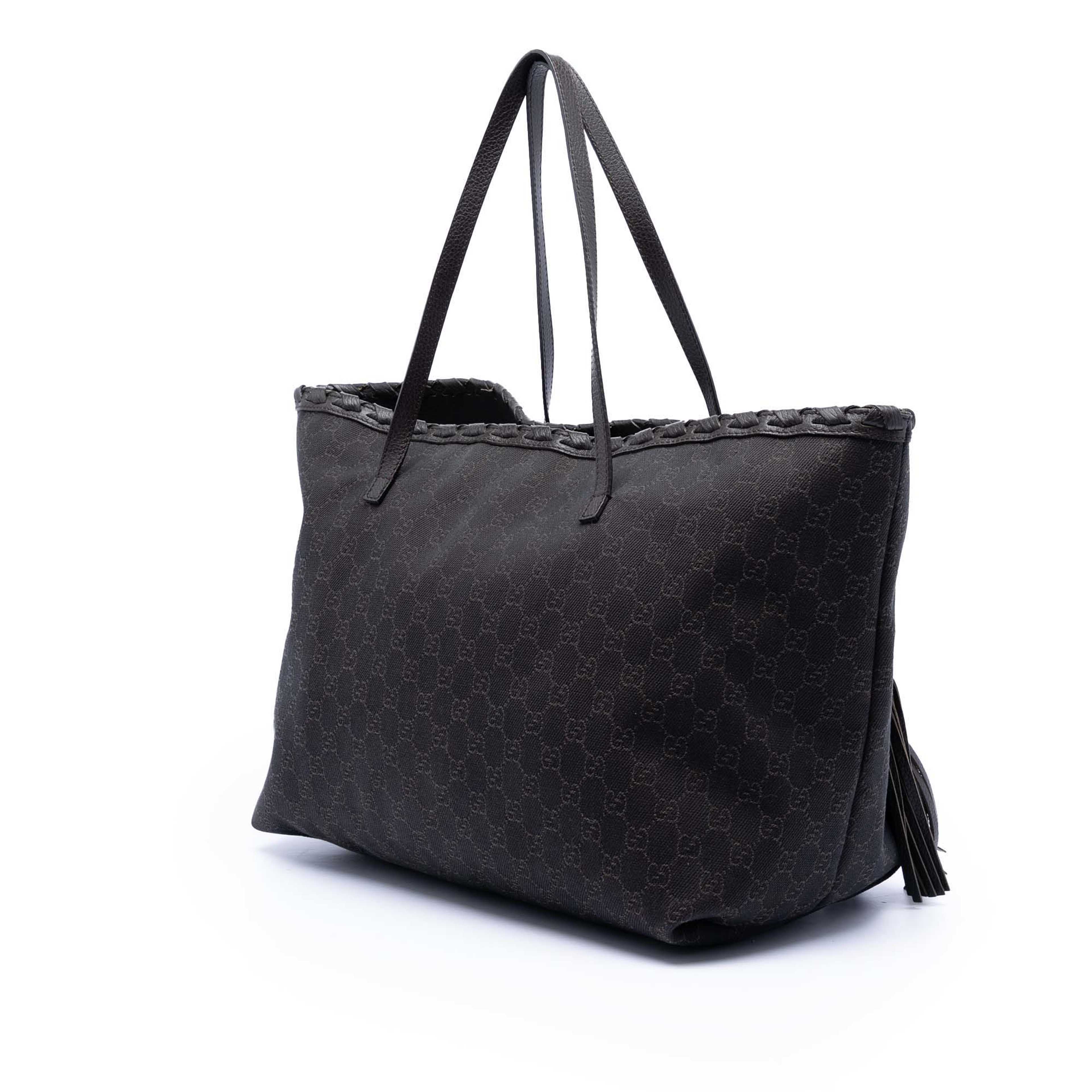 Gucci Gg Canvas Peggy Braided Tote, från Luxclusif, i färgen dark brown. Klicka för att öppna bilden i stort format