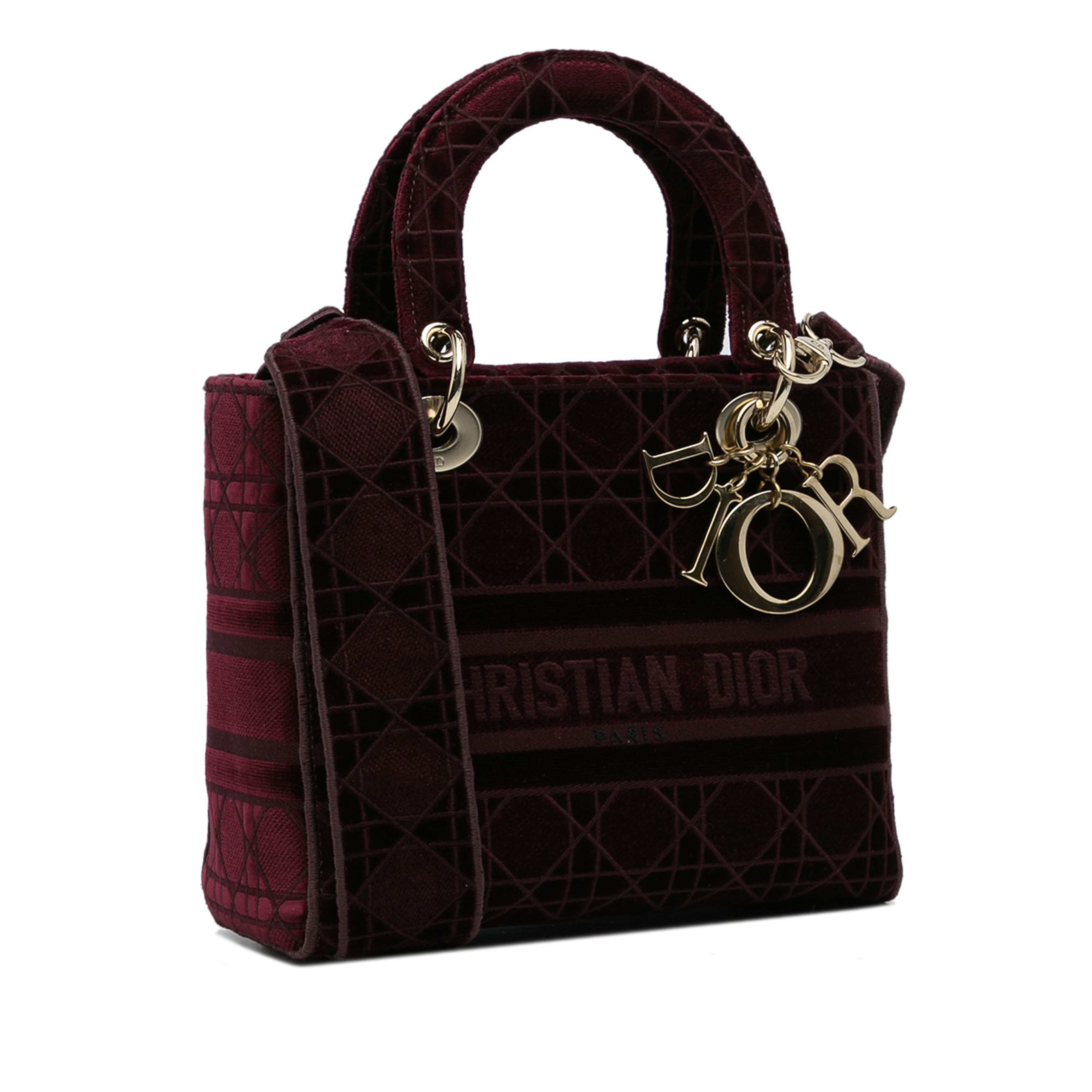 Dior Medium Cannage Velvet Lady D-lite