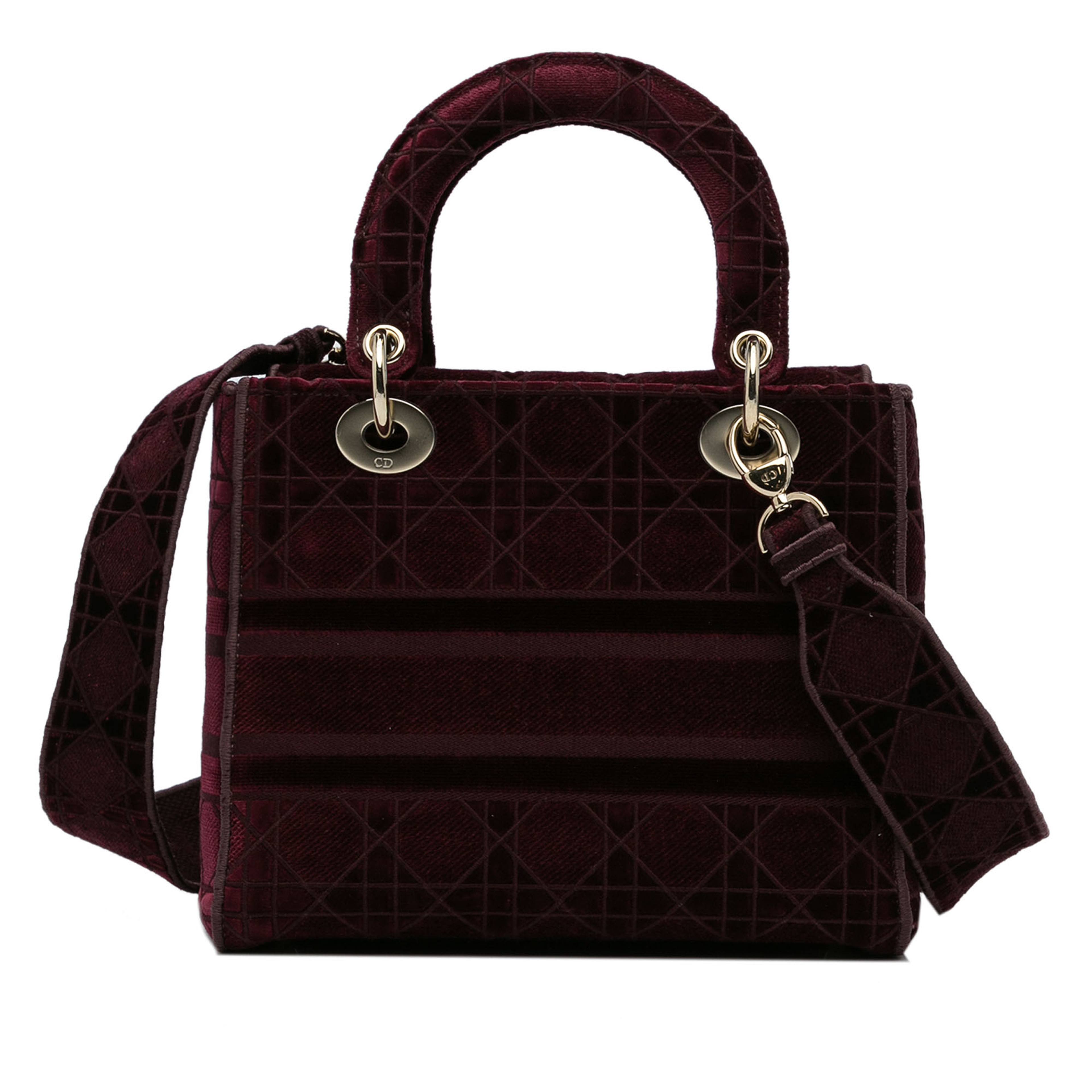 Dior Medium Cannage Velvet Lady D-lite