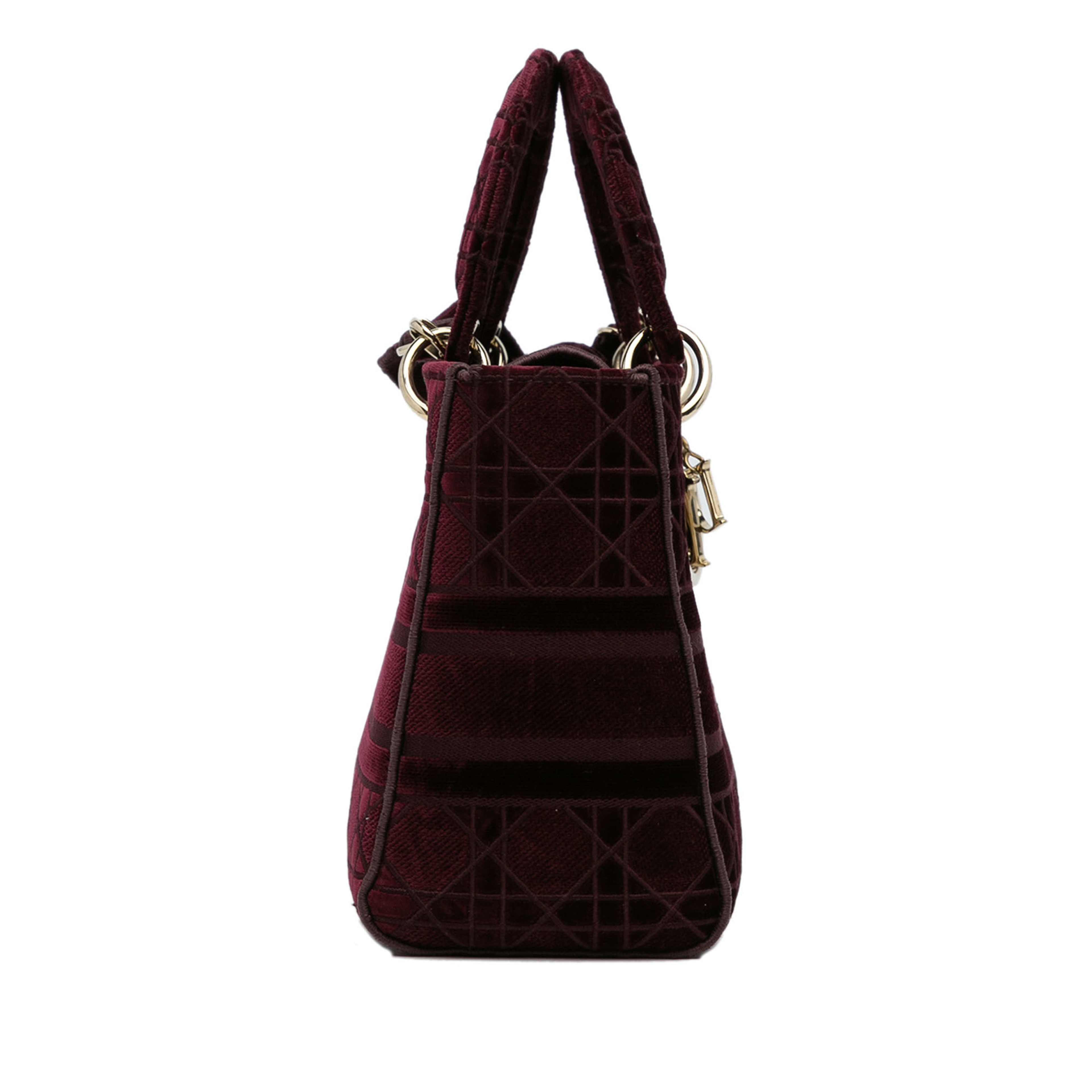 Dior Medium Cannage Velvet Lady D-lite