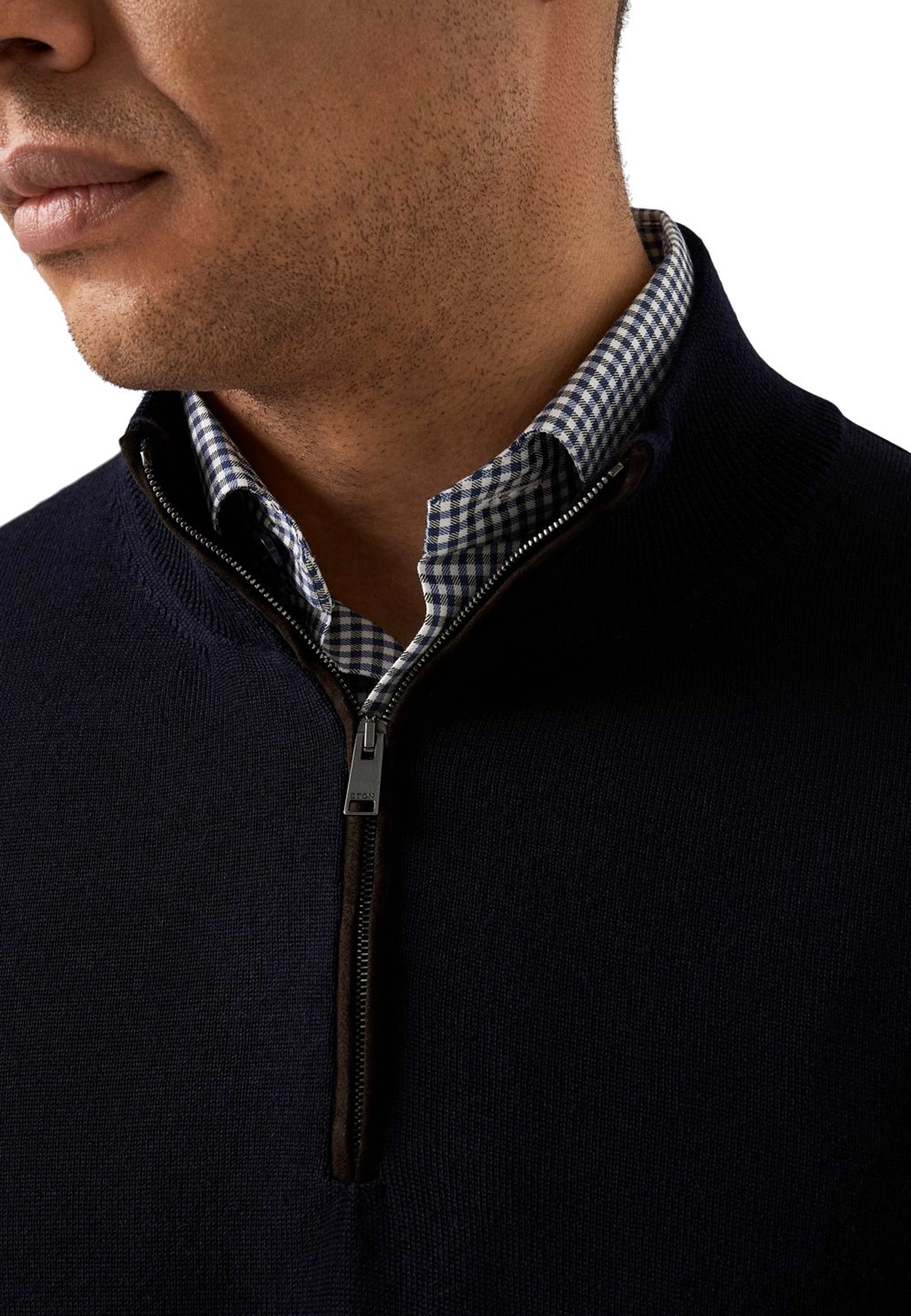 Finstickad Polotröja Med Quarter Zip