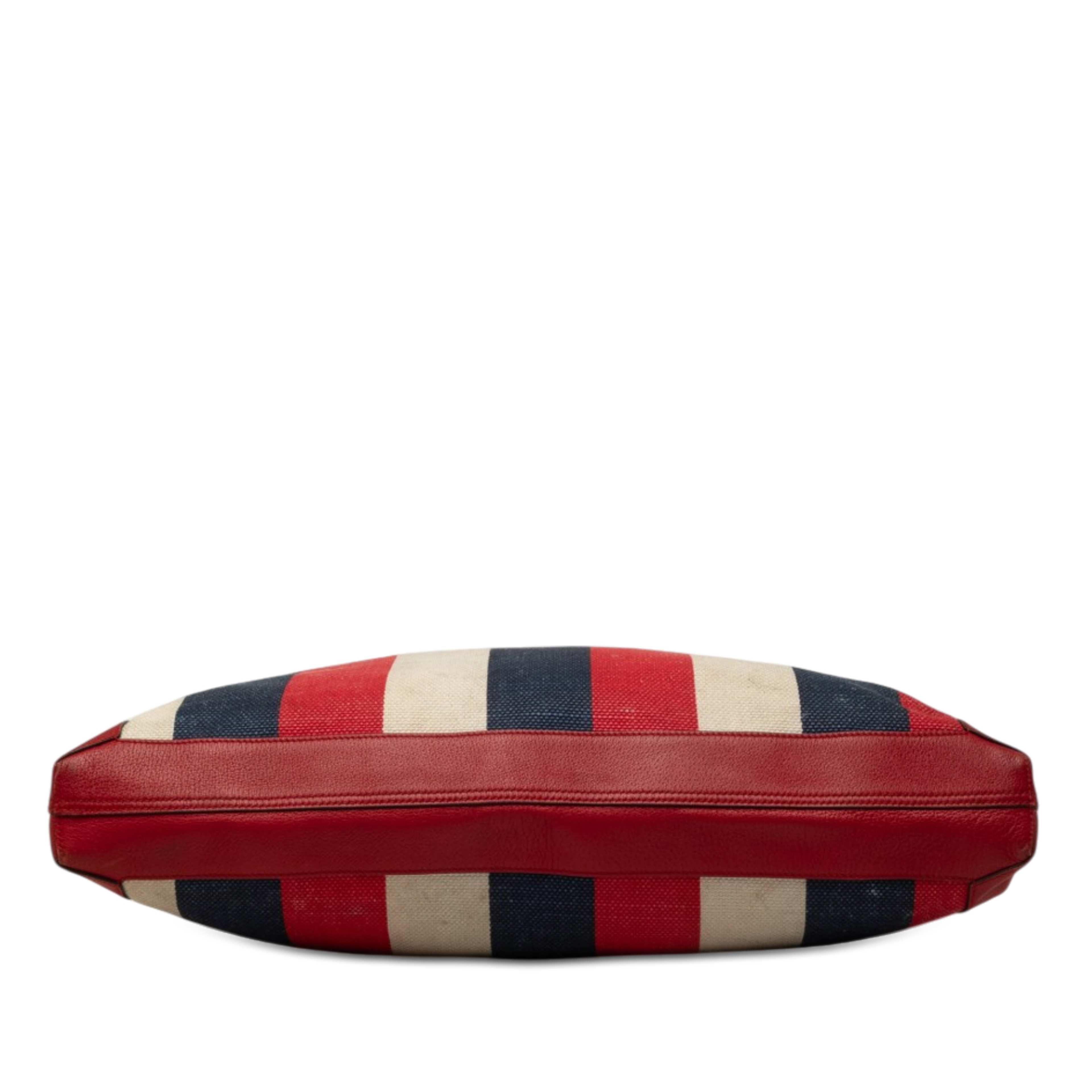 Gucci Canvas Baiadera Striped Tote, från Luxclusif, i färgen röd. Klicka för att öppna bilden i stort format