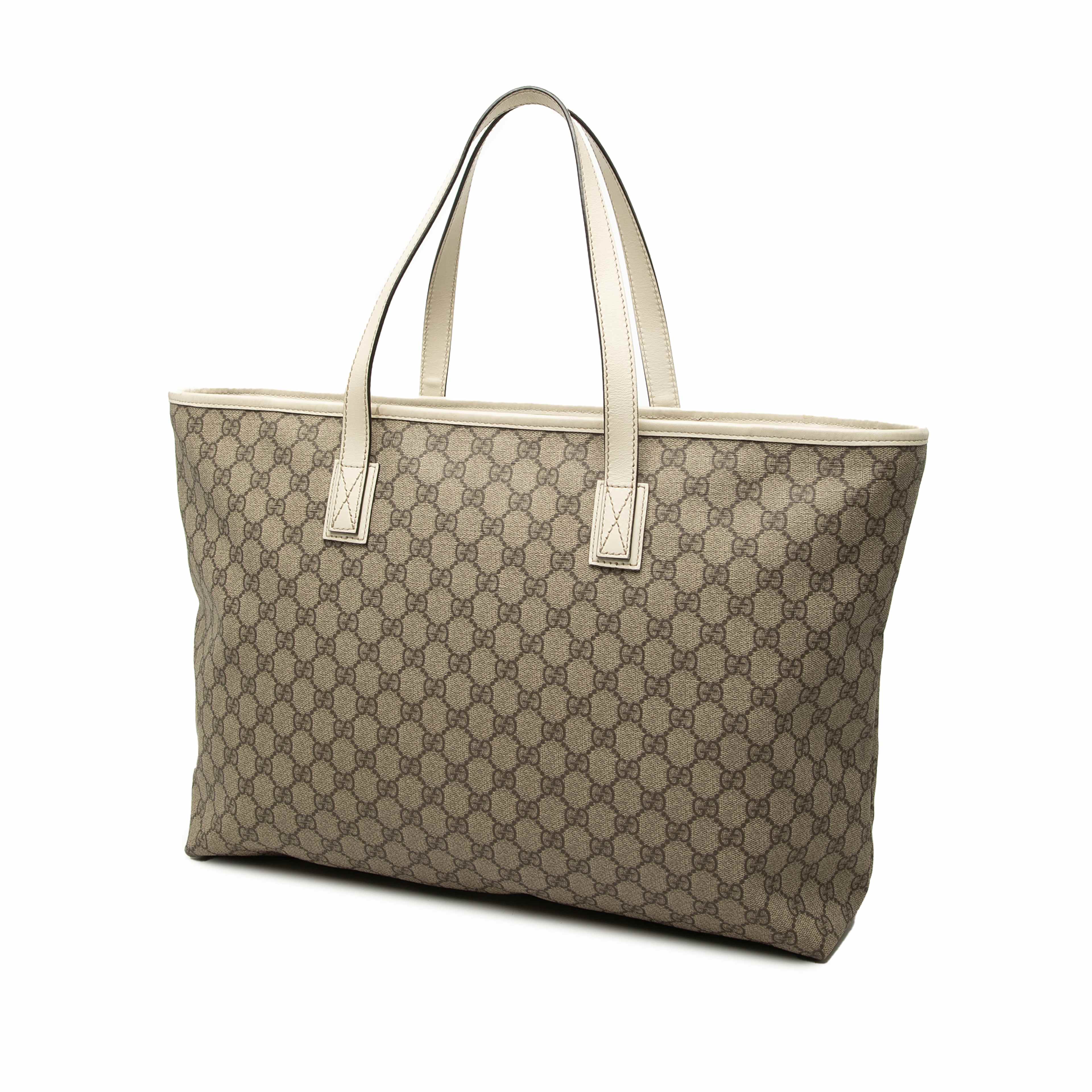 Gucci Large Gg Supreme Tote, från Luxclusif, i färgen beige. Klicka för att öppna bilden i stort format