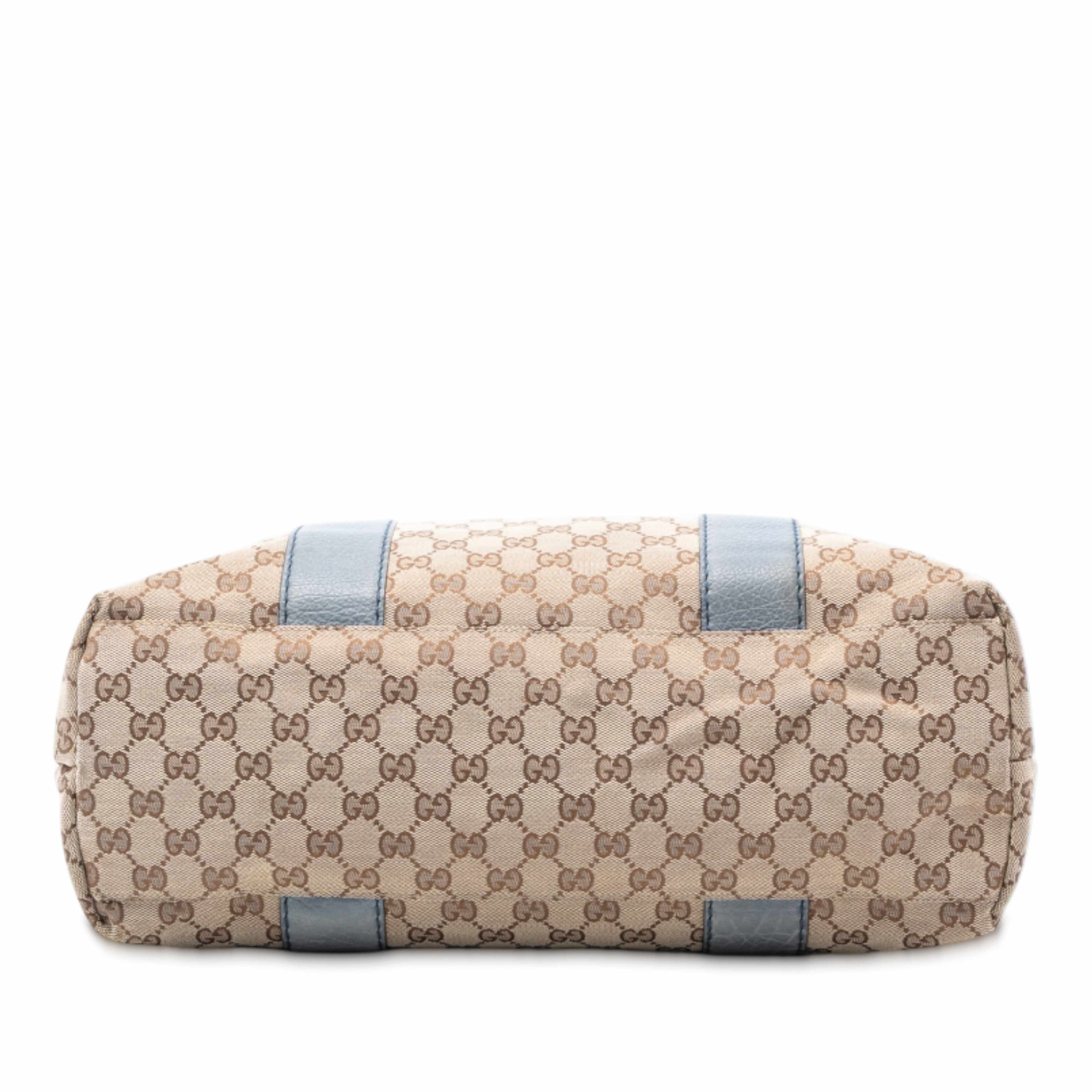 Gucci Medium Gg Canvas Bamboo Libeccio Tote, från Luxclusif, i färgen beige. Klicka för att öppna bilden i stort format