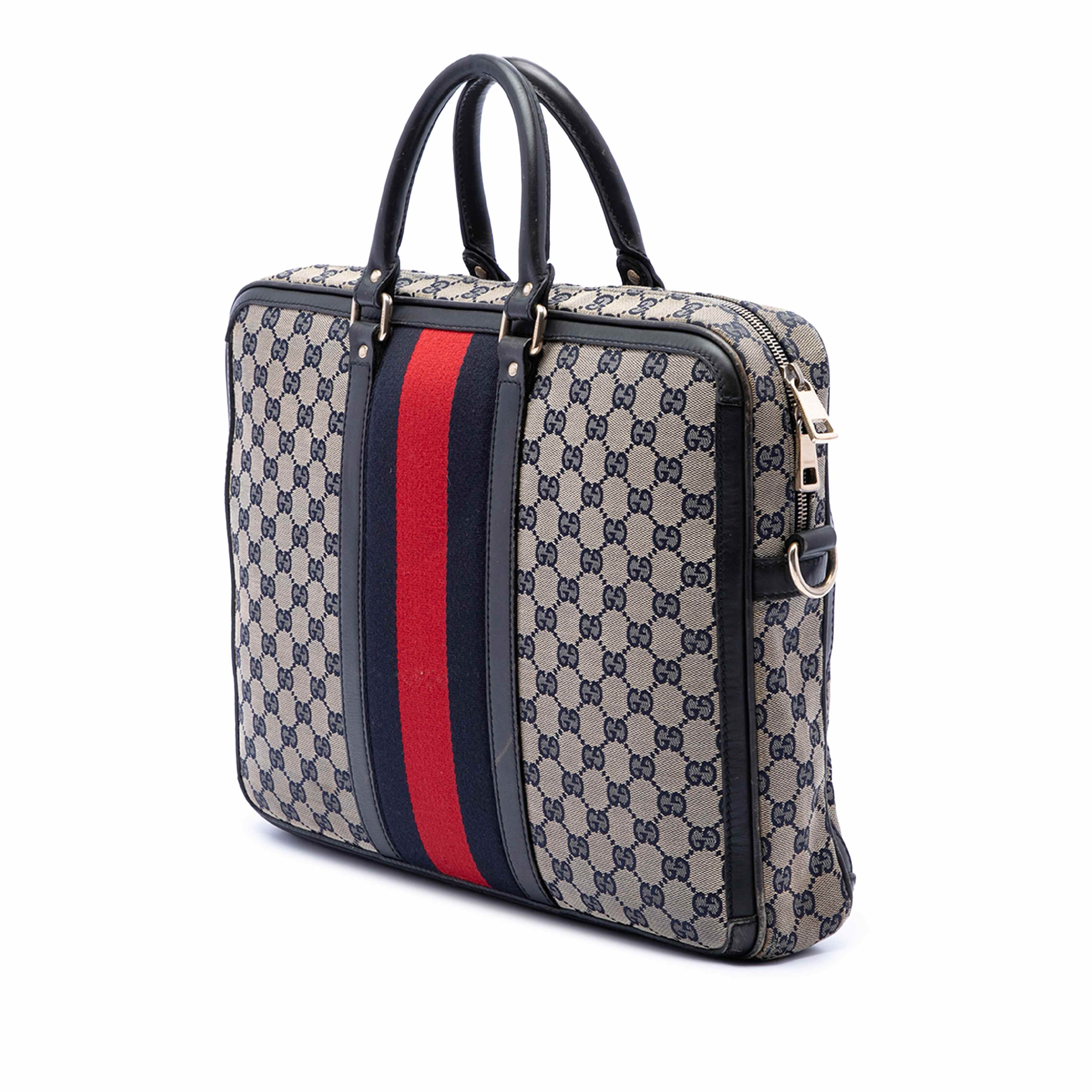 Gucci Gg Canvas Web Briefcase, från Luxclusif, i färgen beige. Klicka för att öppna bilden i stort format