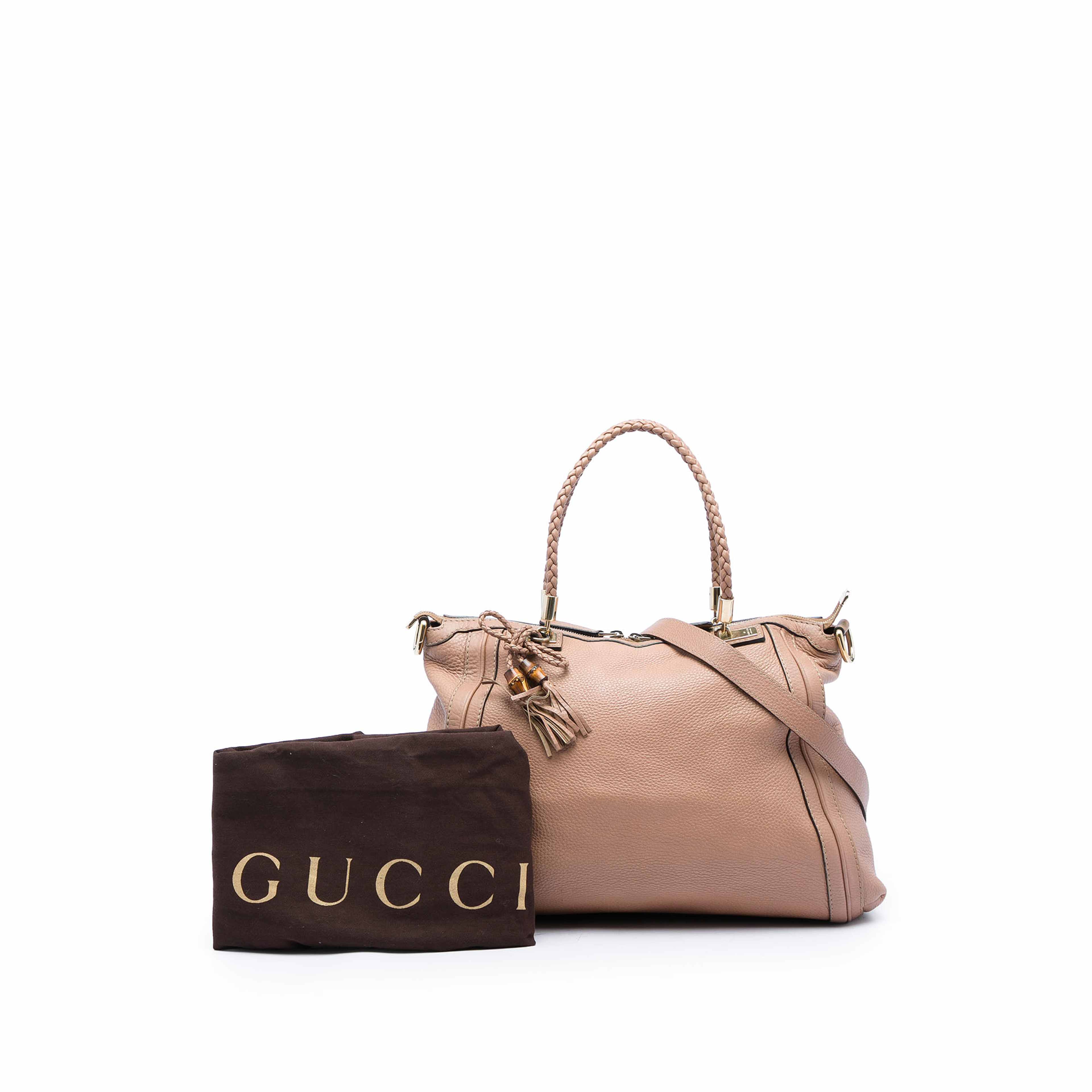 Gucci Calfskin Bella Convertible Tote, från Luxclusif, i färgen brun. Klicka för att öppna bilden i stort format