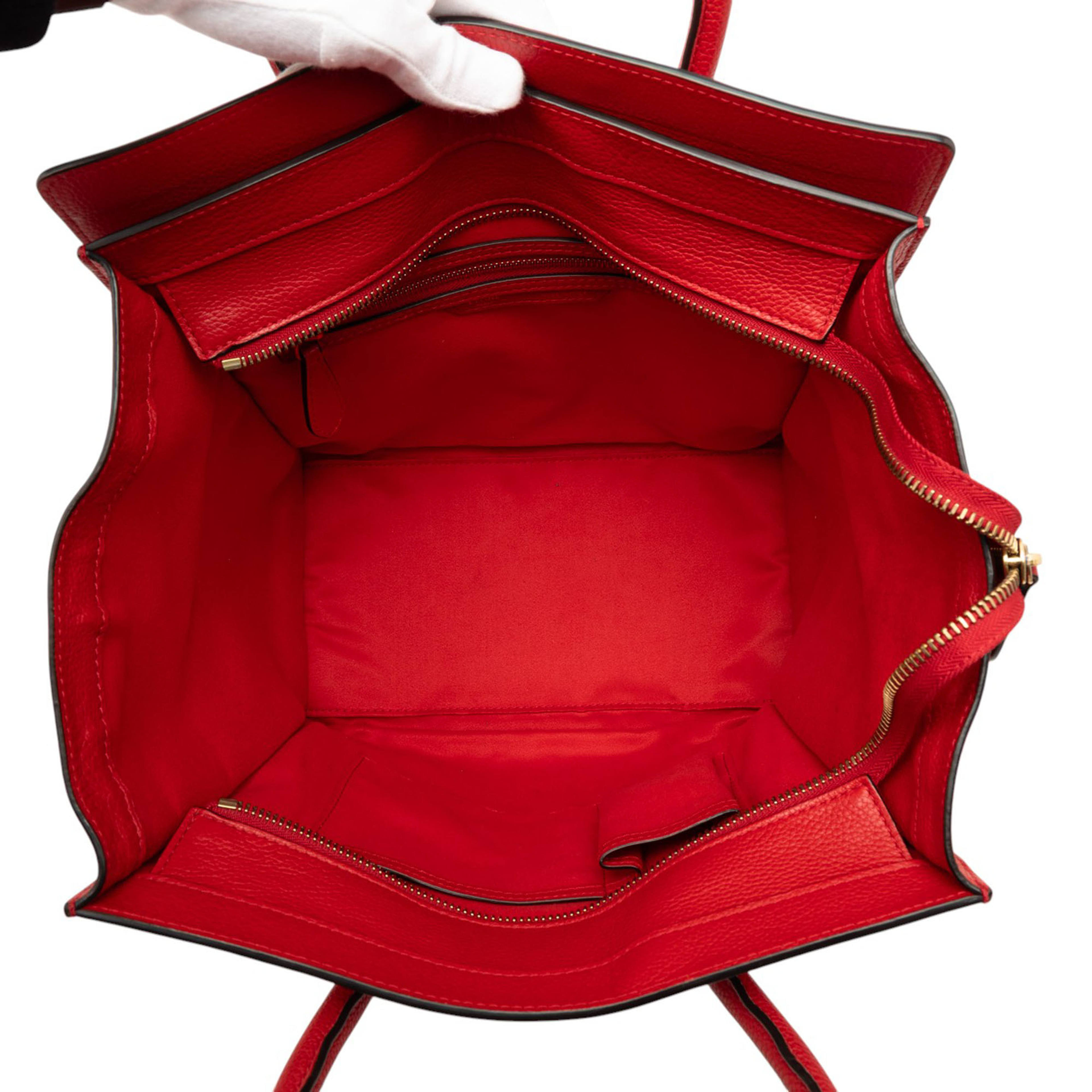 Celine Mini Leather Luggage Tote, från Luxclusif, i färgen red. Klicka för att öppna bilden i stort format