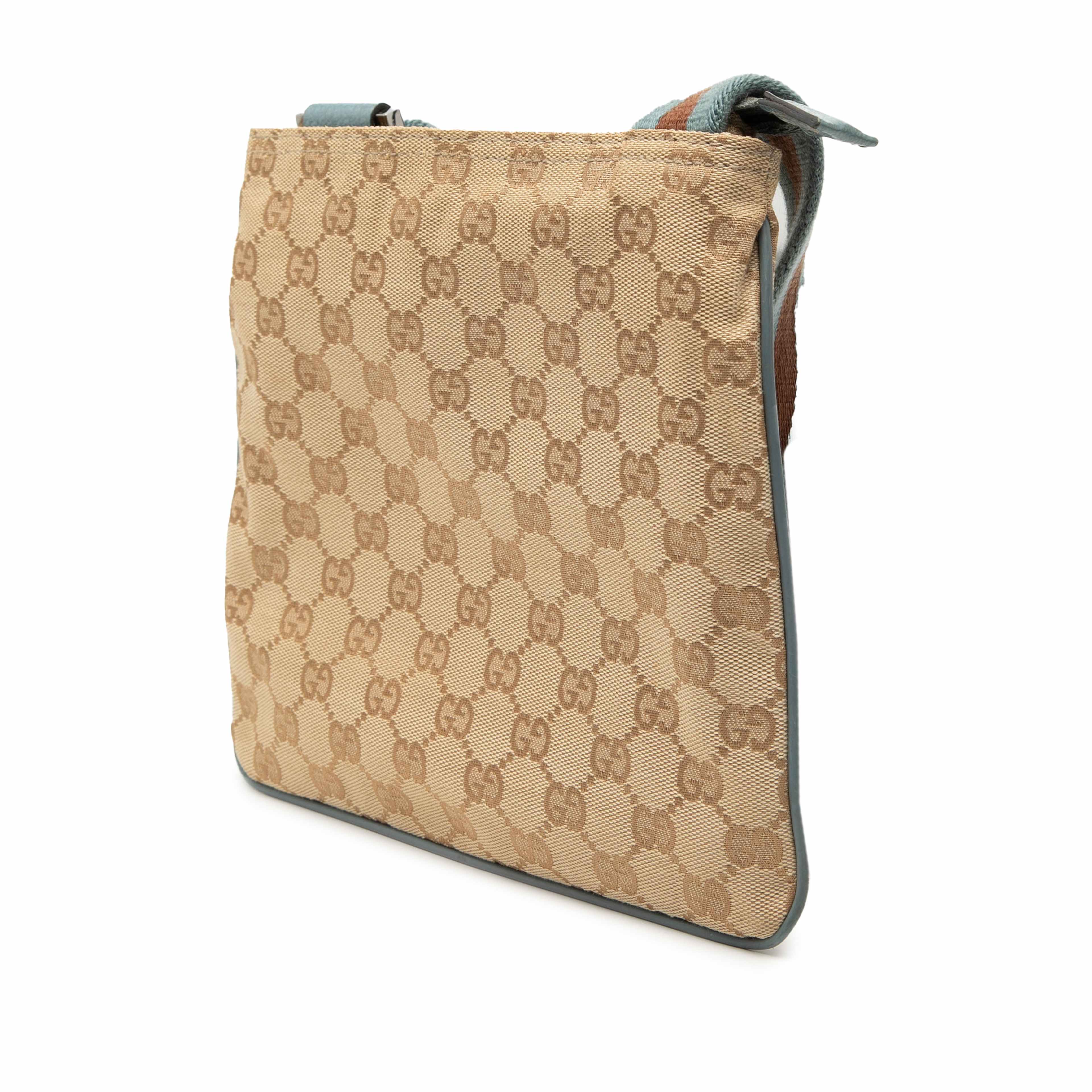 Gucci Gg Canvas Web Crossbody, från Luxclusif, i färgen beige. Klicka för att öppna bilden i stort format