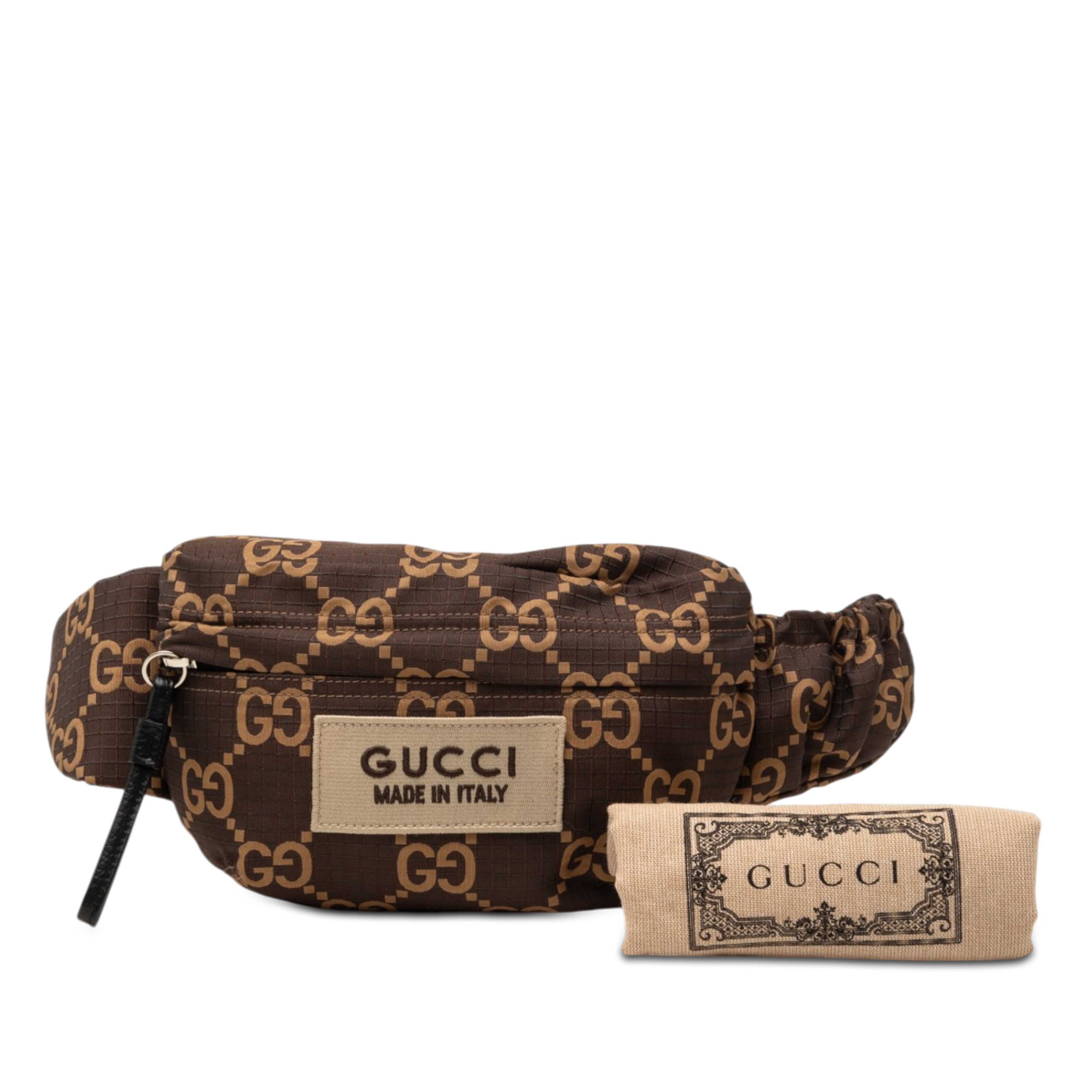 Gucci Gg Nylon Ripstop Belt Bag, från Luxclusif, i färgen brun. Klicka för att öppna bilden i stort format