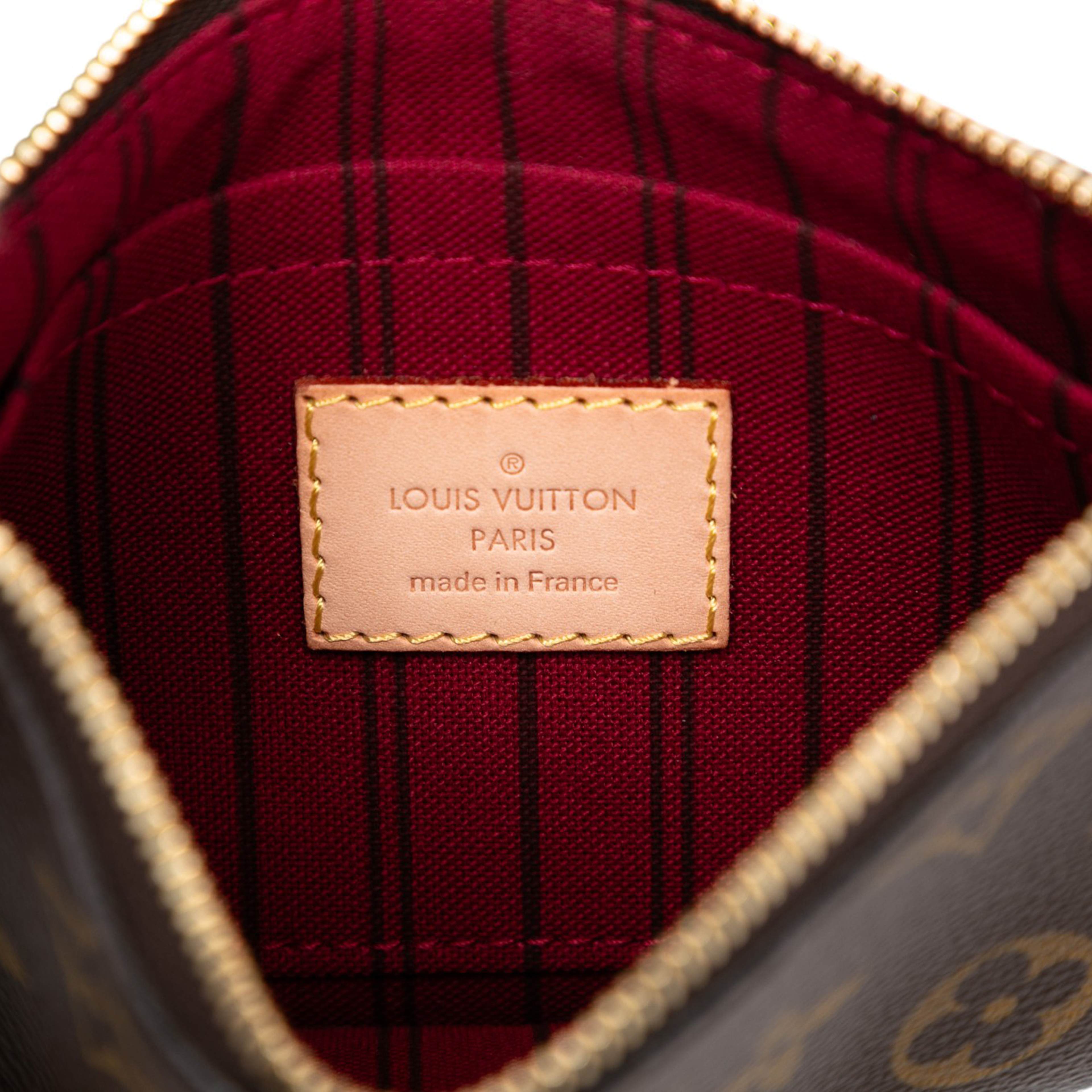 Louis Vuitton Monogram Neverfull Pochette Pm, från Luxclusif, i färgen brown. Klicka för att öppna bilden i stort format