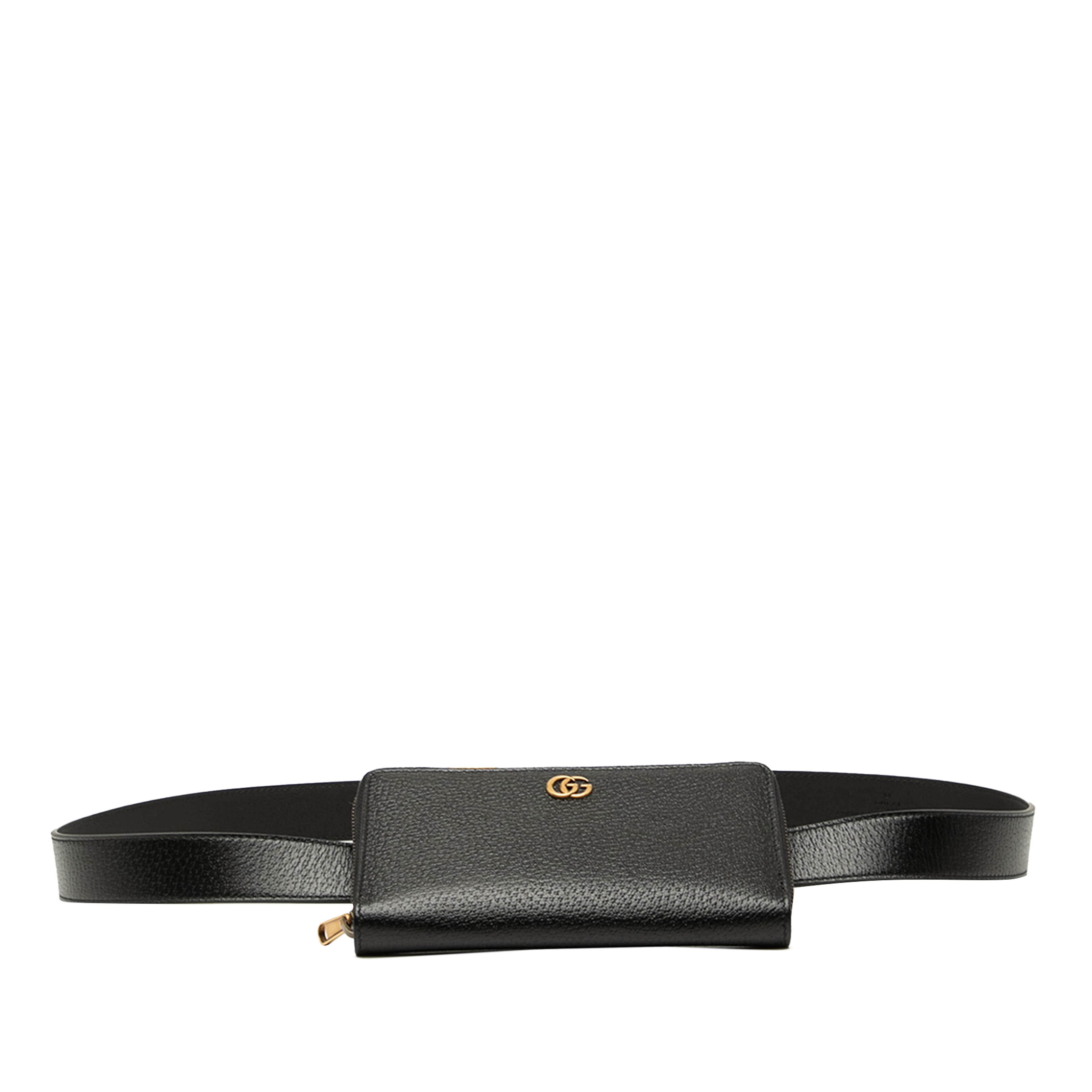 Gucci Gg Marmont Leather Double Belt Bag, från Luxclusif, i färgen black. Klicka för att öppna bilden i stort format