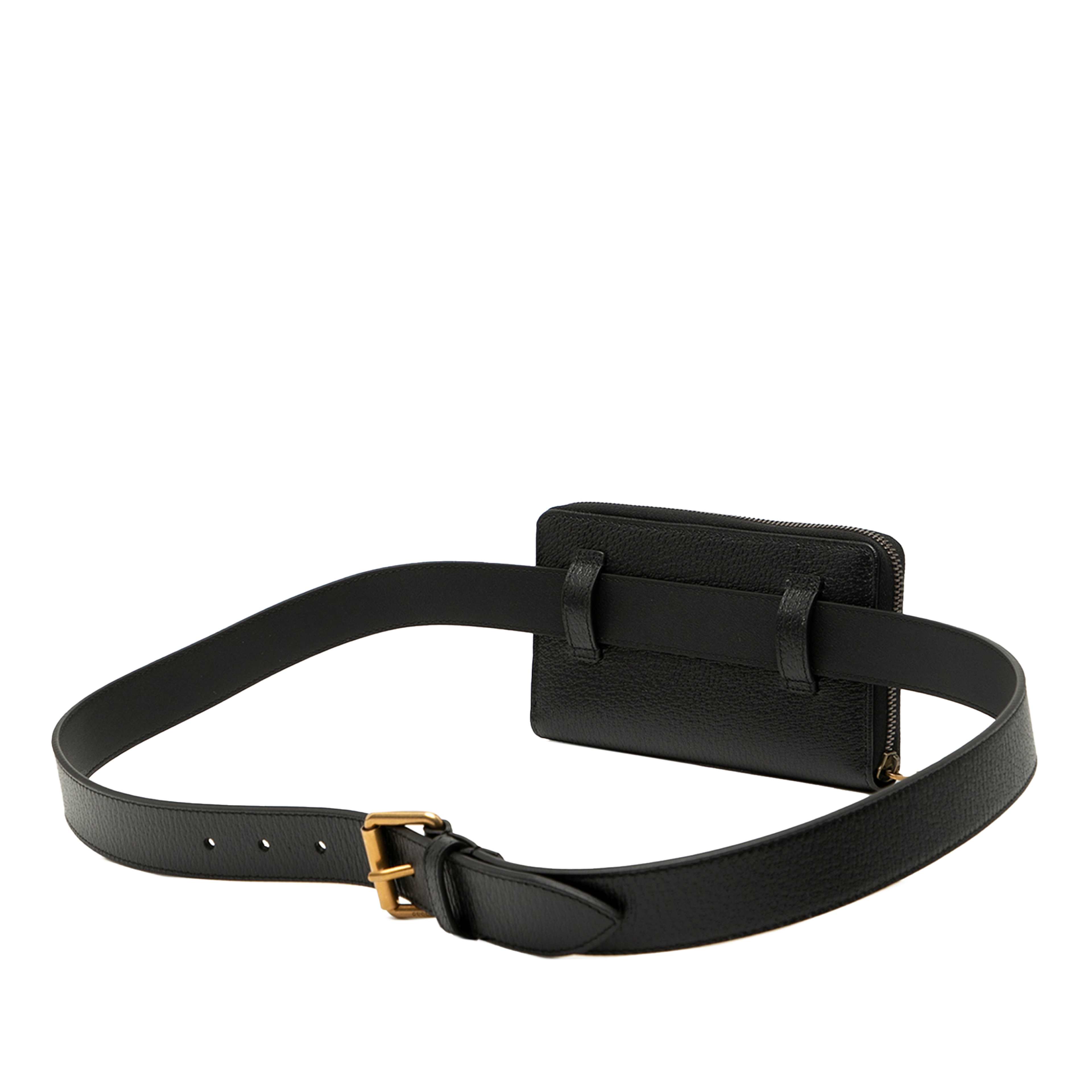Gucci Gg Marmont Leather Double Belt Bag, från Luxclusif, i färgen black. Klicka för att öppna bilden i stort format
