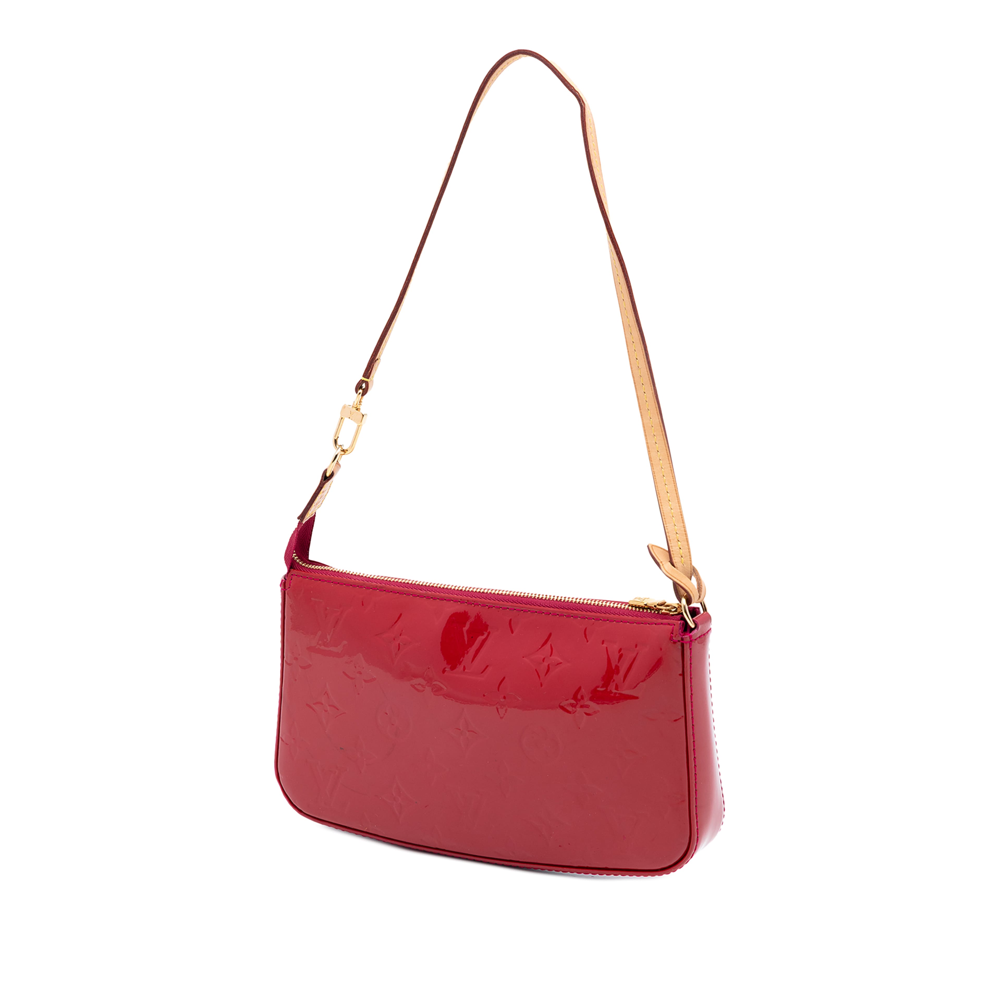 Louis Vuitton Monogram Vernis Pochette Accessoires, från Luxclusif, i färgen red. Klicka för att öppna bilden i stort format