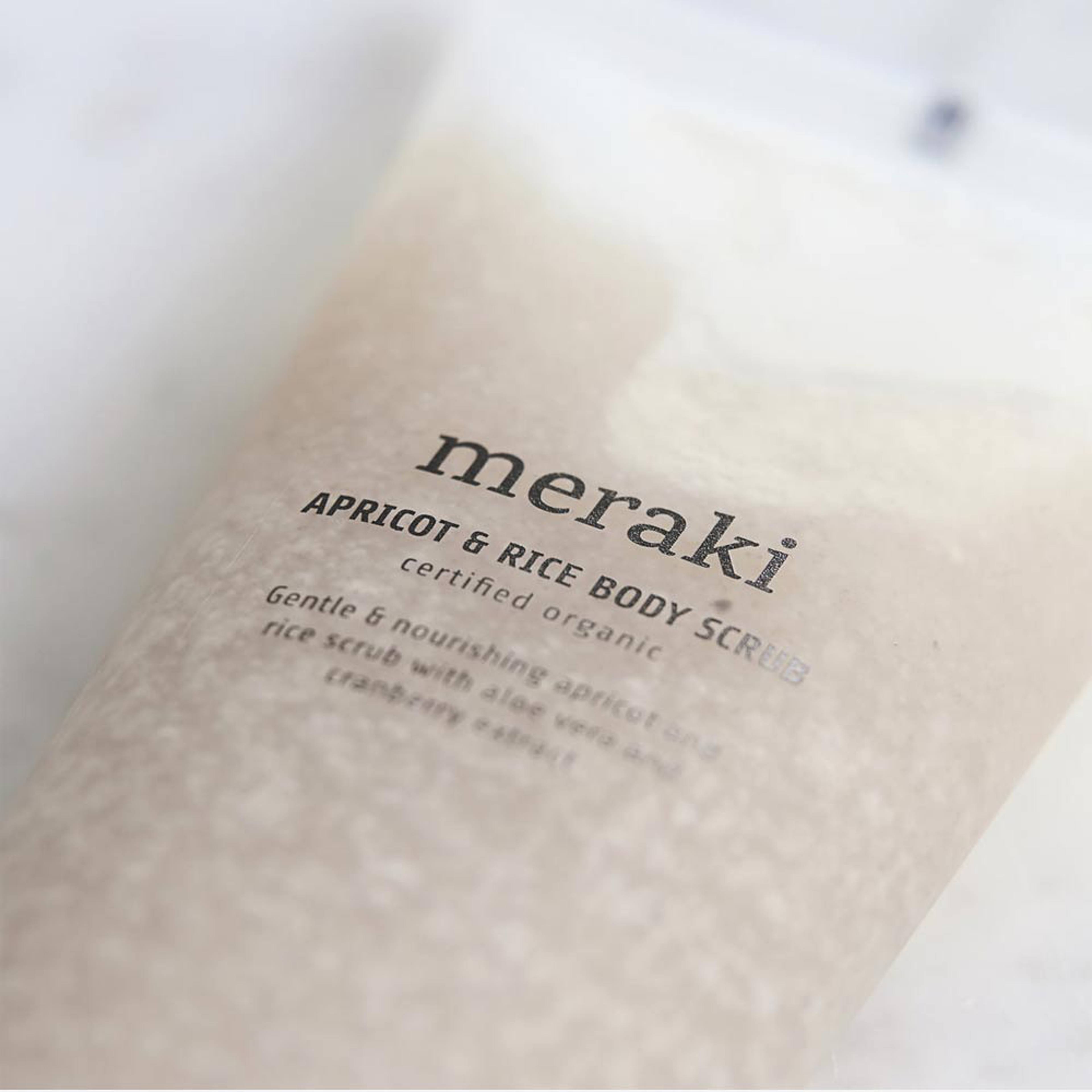 Aprikos & Ris Body Scrub, 150 ml, från Meraki. Klicka för att öppna bilden i stort format