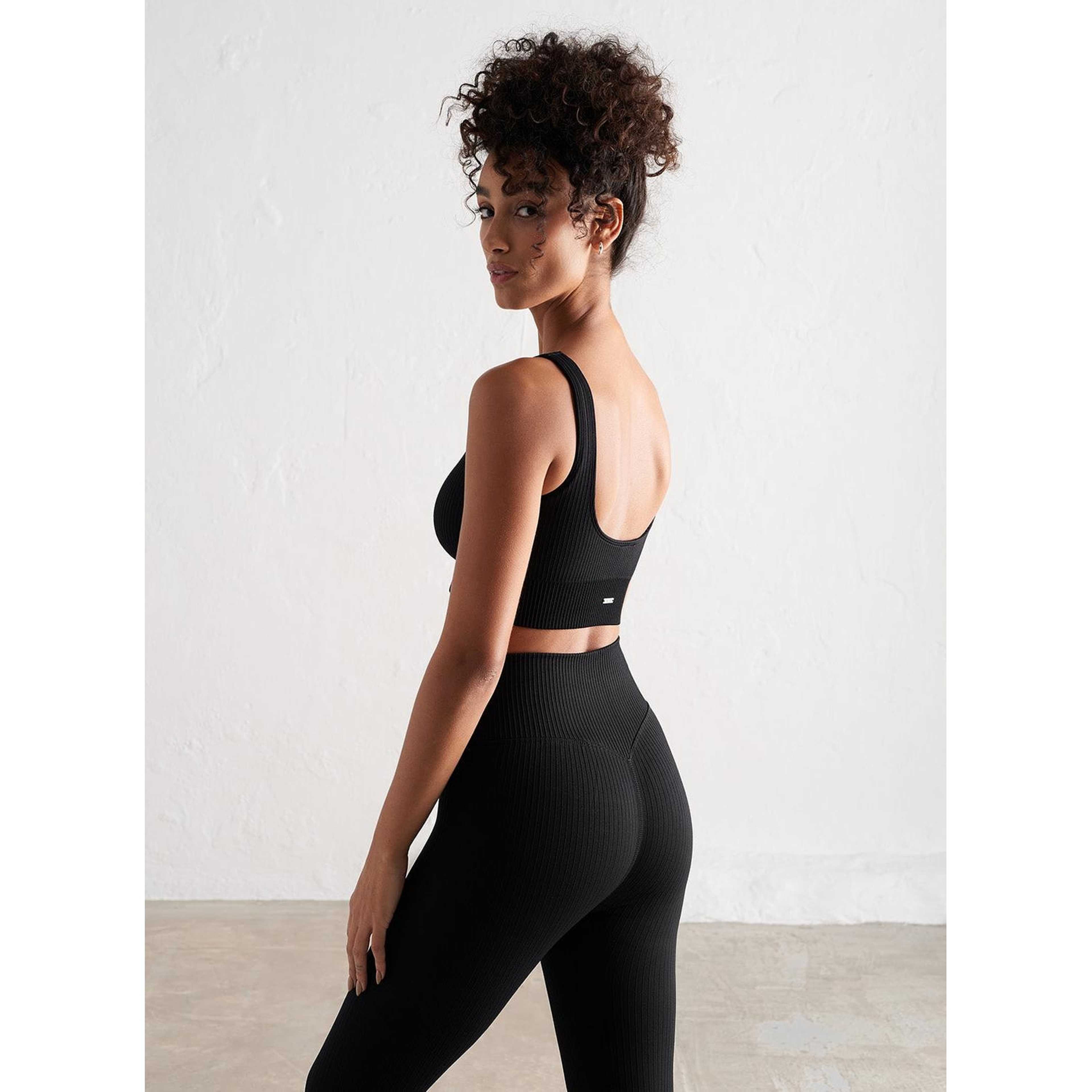 Black Ribbed Seamless Bra