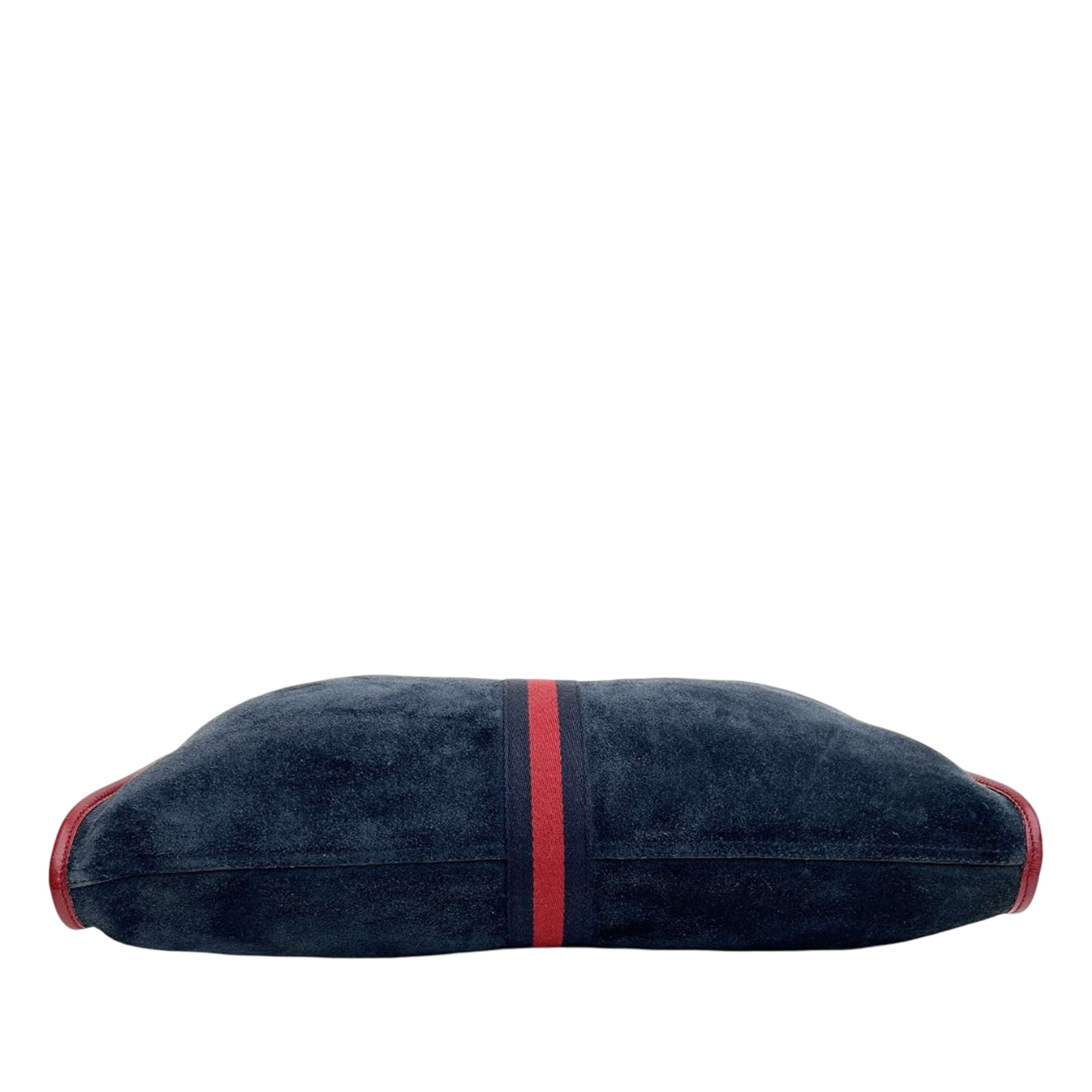 Gucci Large Web Suede Rajah Tote, från Luxclusif, i färgen navy. Klicka för att öppna bilden i stort format