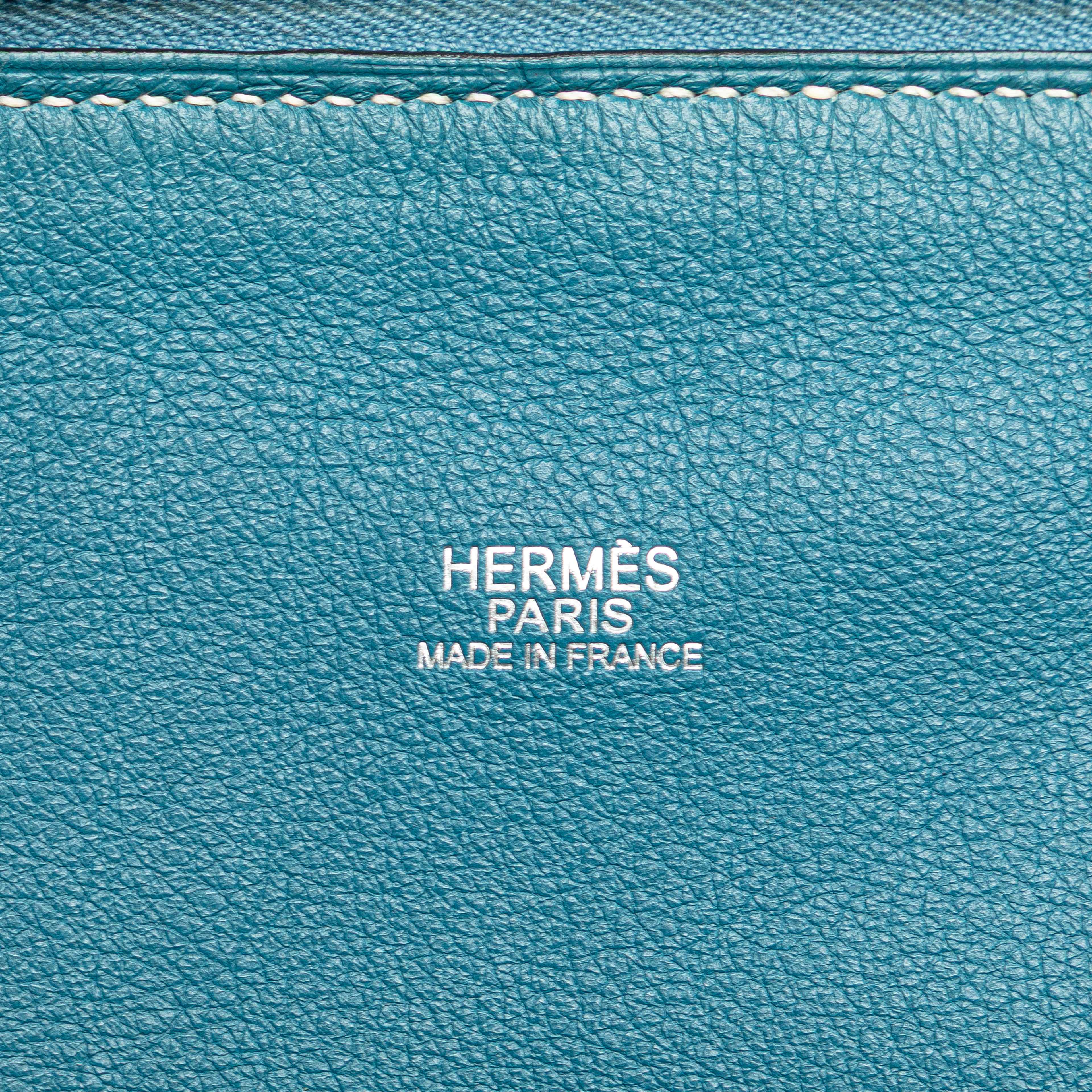 Hermès Swift Bolide 1923 30, från Luxclusif, i färgen turquoise.