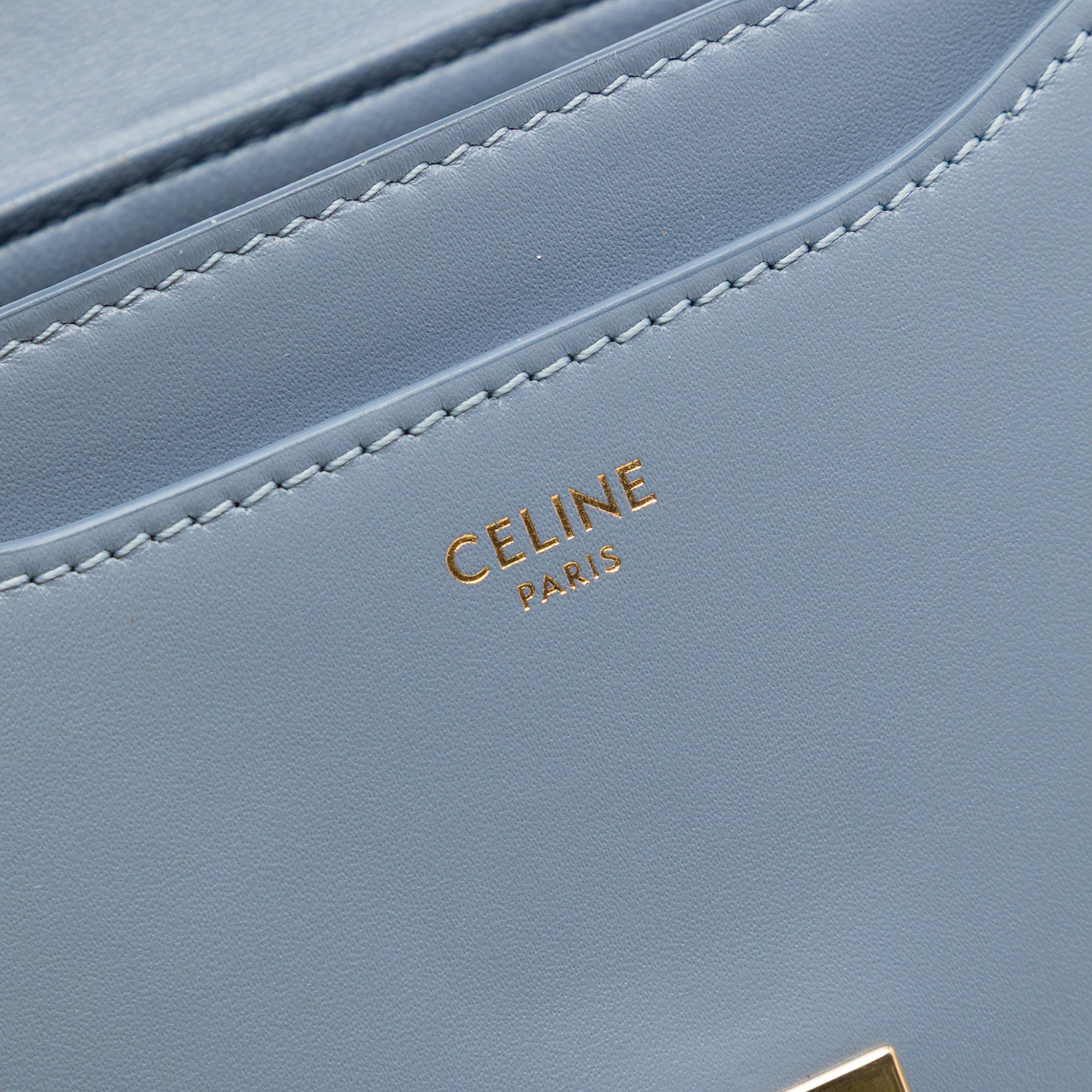 Celine Small Calfskin Besace 16 Crossbody, från Luxclusif, i färgen blå. Klicka för att öppna bilden i stort format