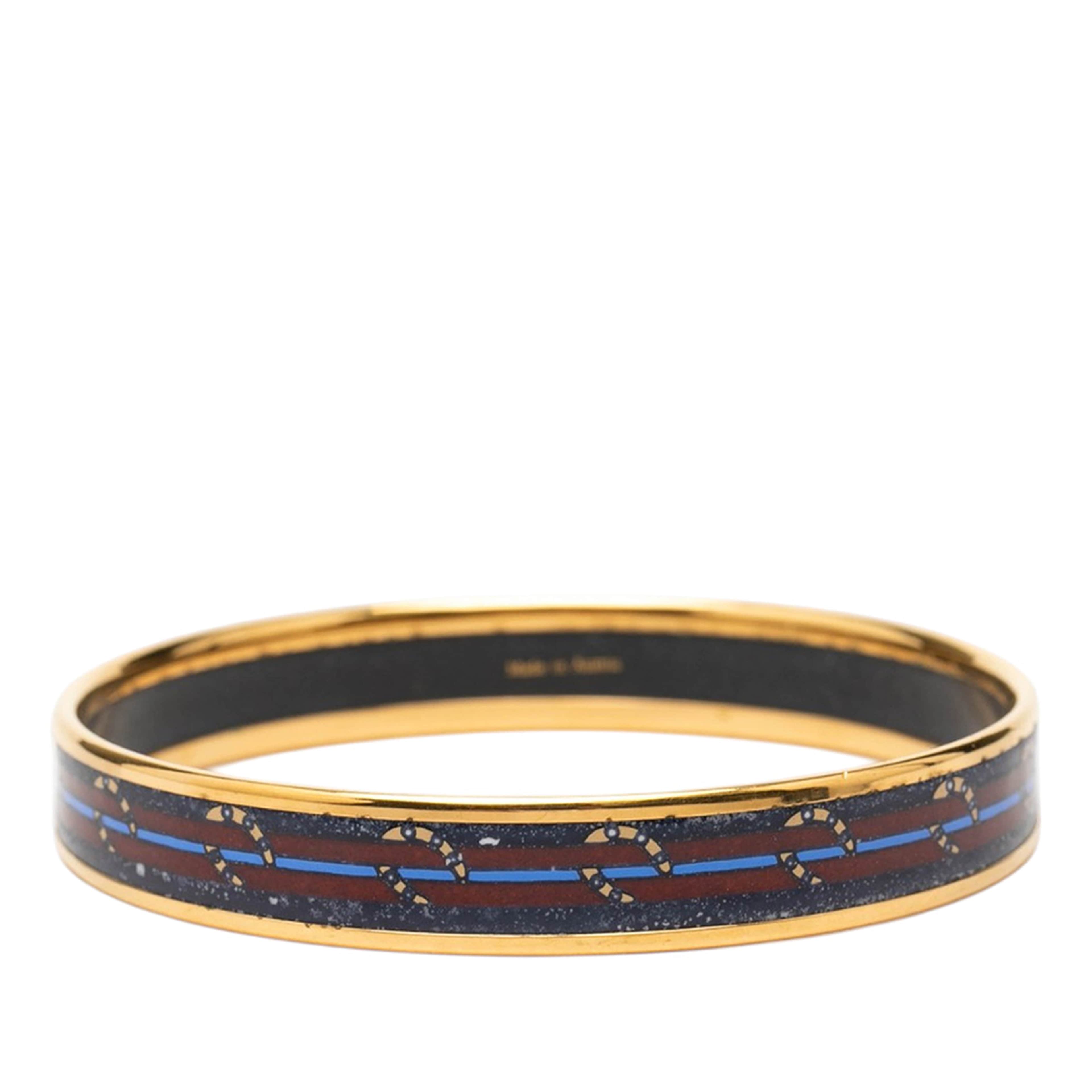 Hermès Narrow Horse Horseshoe Cloisonne Enamel Bangle 62, från Luxclusif, i färgen violet. Klicka för att öppna bilden i stort format