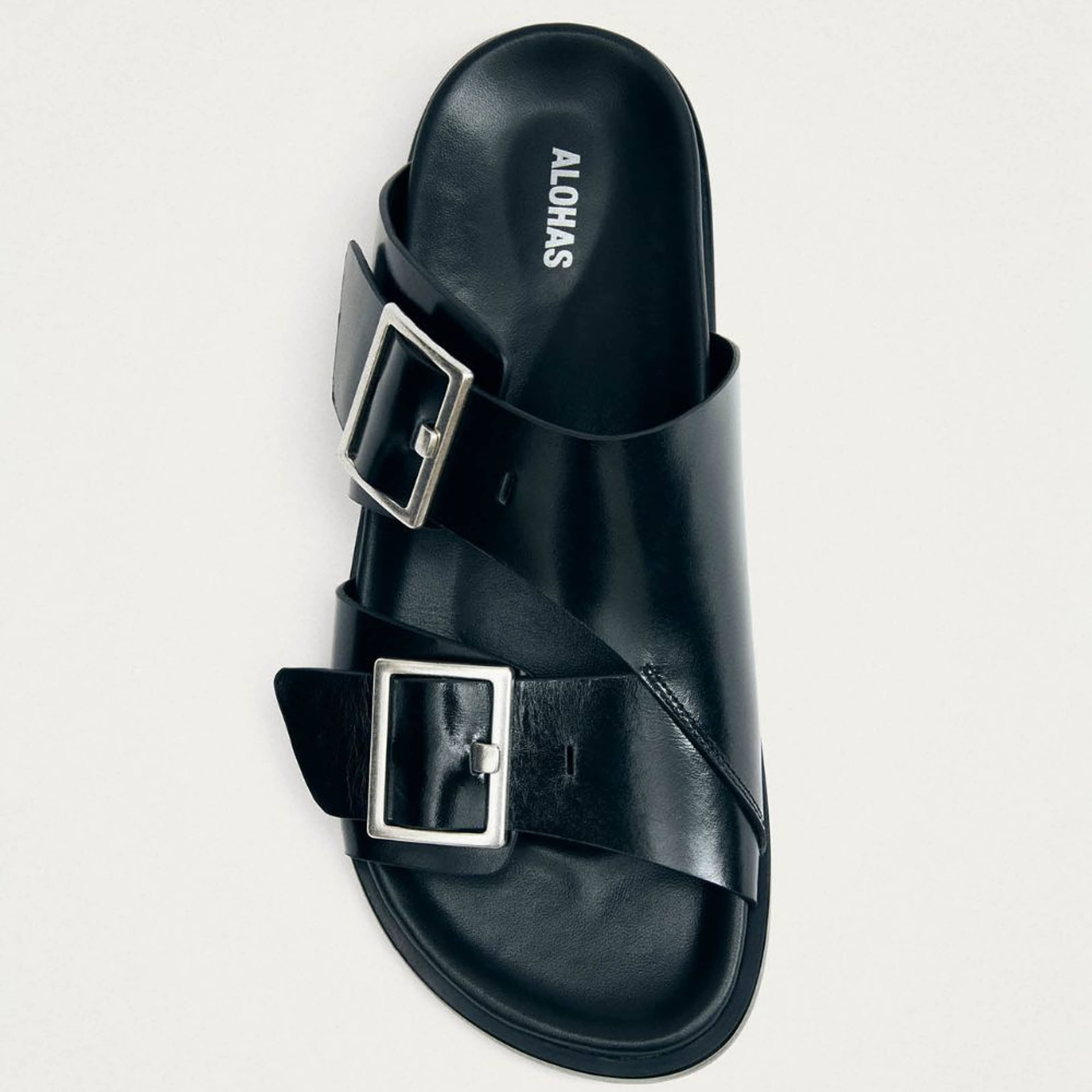 Alba Black Leather Sandals