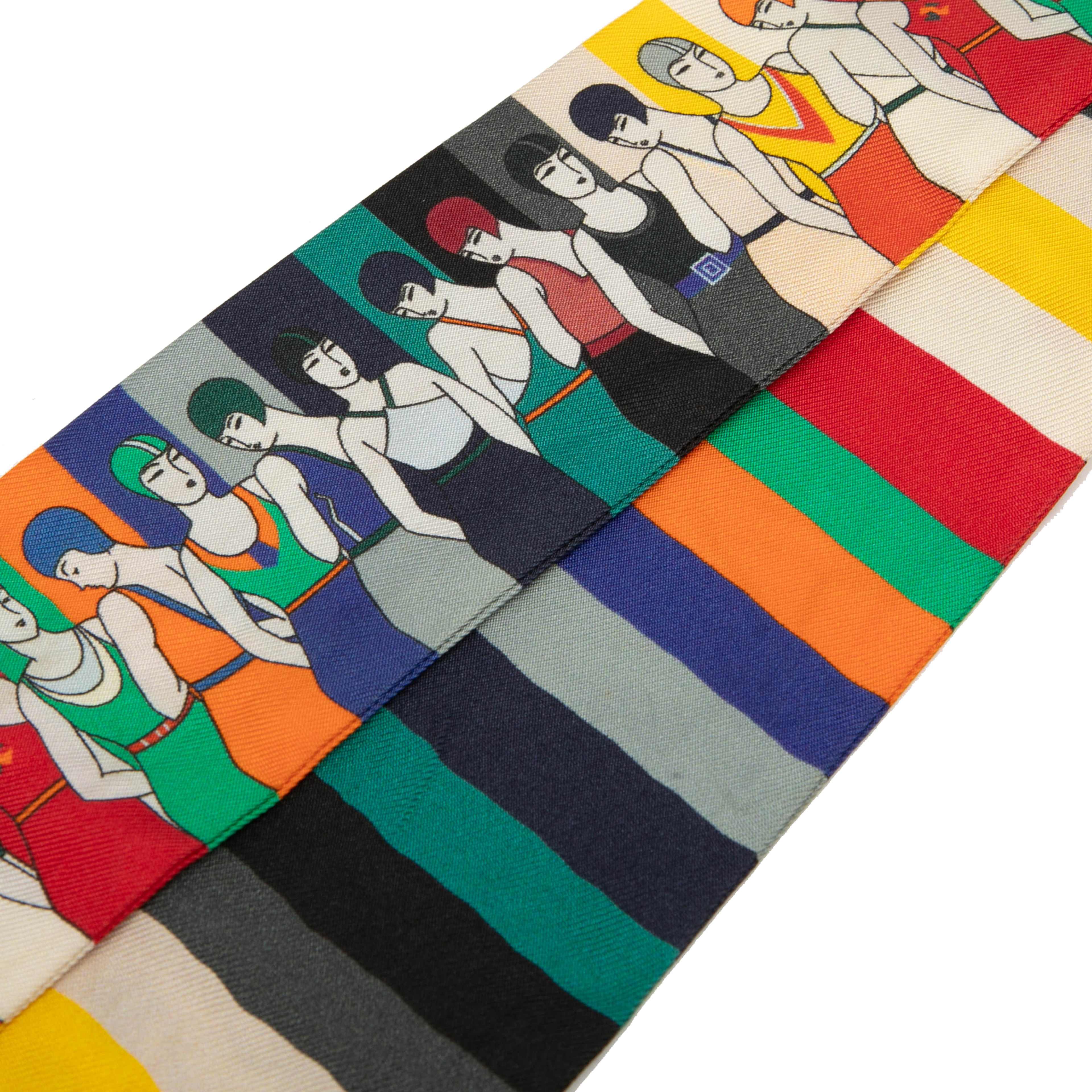 Hermès Swimmers Silk Twilly Scarf, från Luxclusif, i färgen multi. Klicka för att öppna bilden i stort format