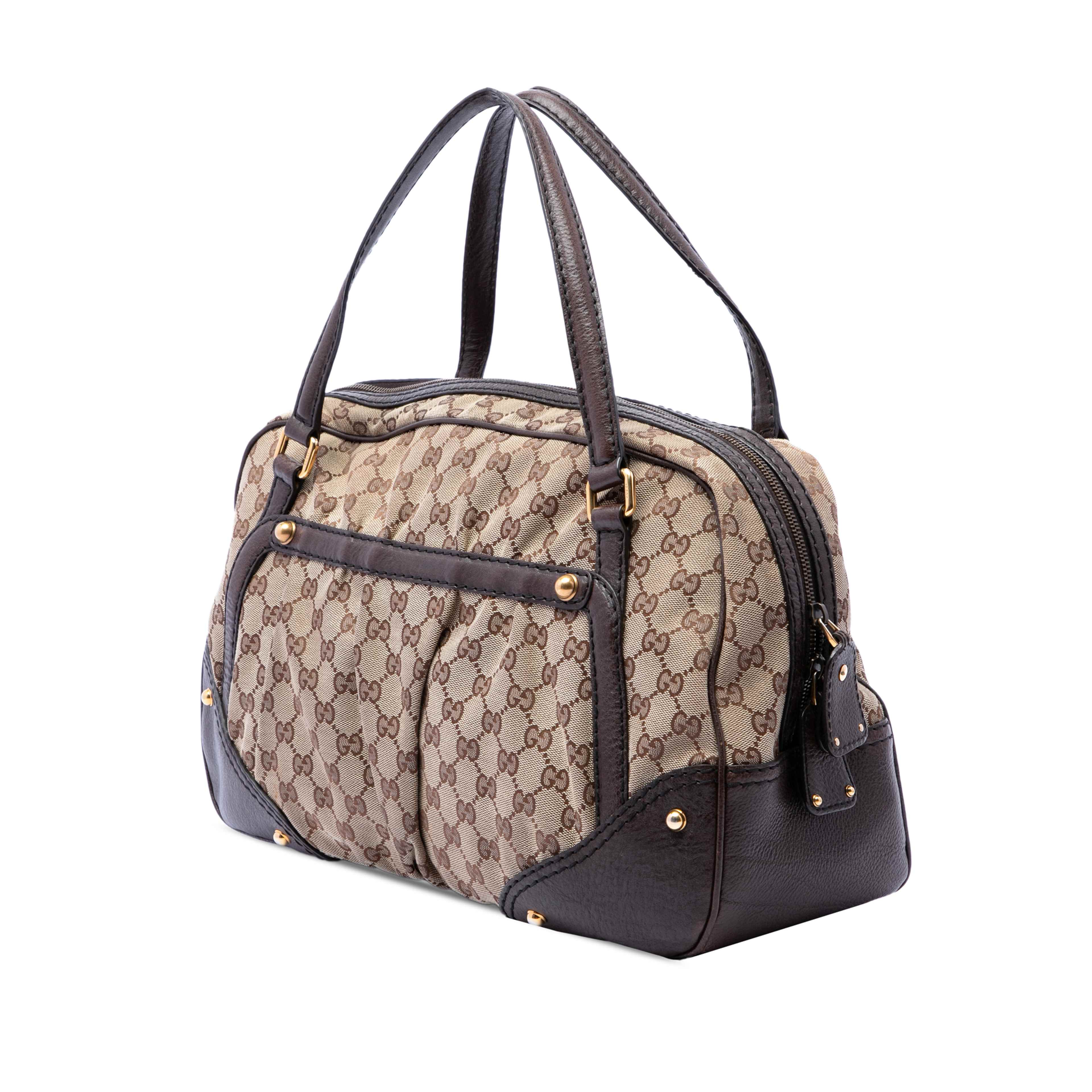 Gucci Gg Canvas Jockey Boston Bag, från Luxclusif, i färgen beige. Klicka för att öppna bilden i stort format