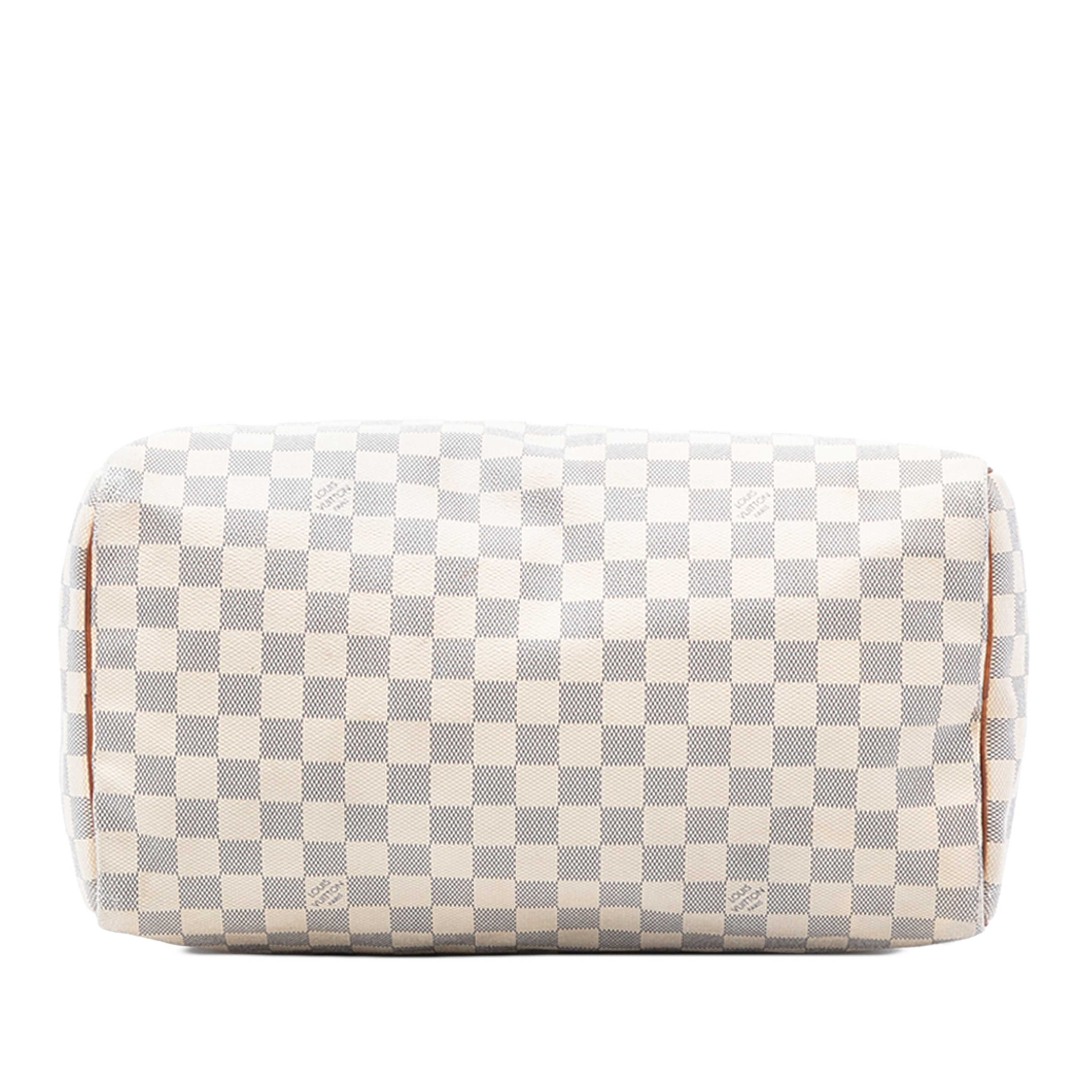 Louis Vuitton Damier Azur Speedy 35, från Luxclusif, i färgen white. Klicka för att öppna bilden i stort format