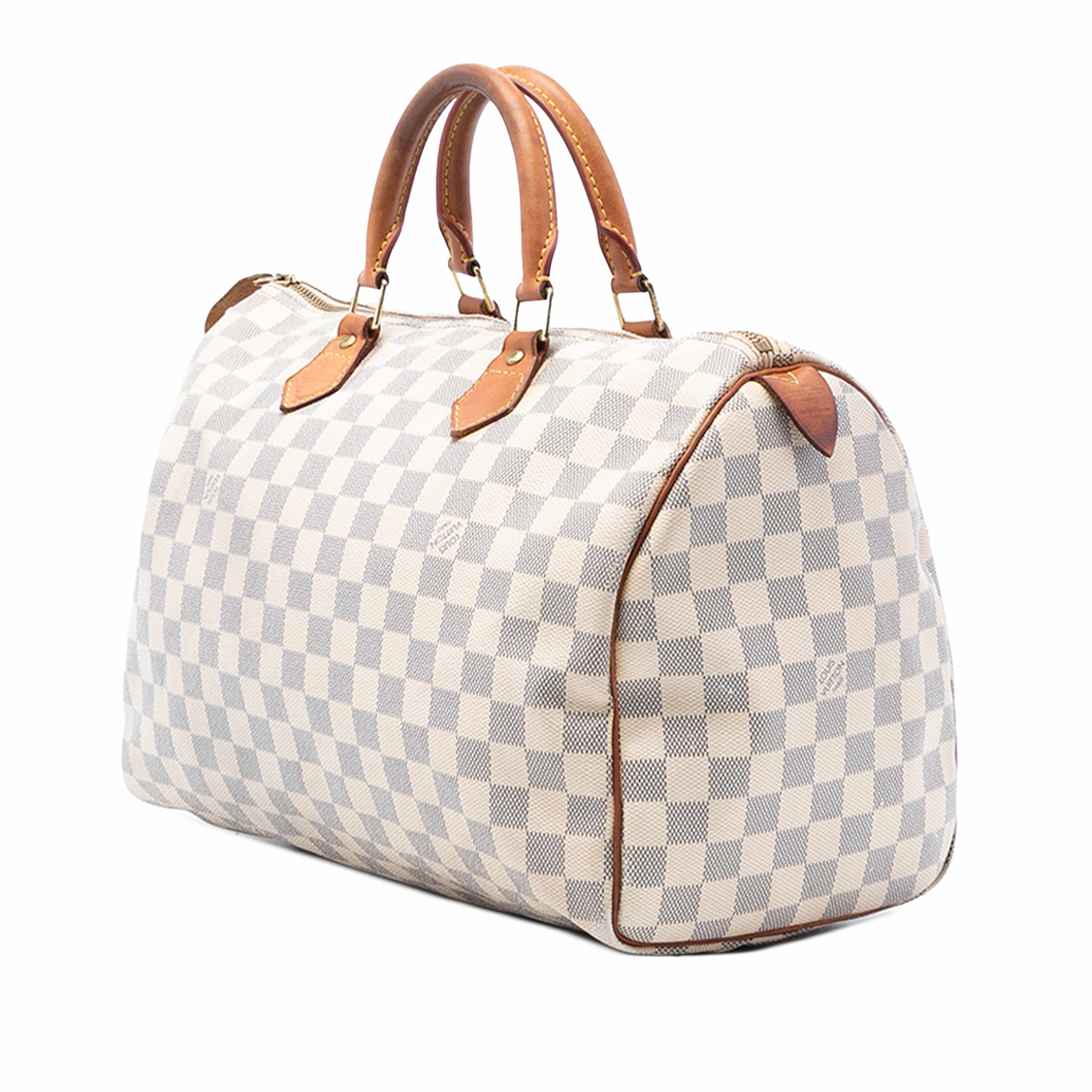Louis Vuitton Damier Azur Speedy 35, från Luxclusif, i färgen white. Klicka för att öppna bilden i stort format