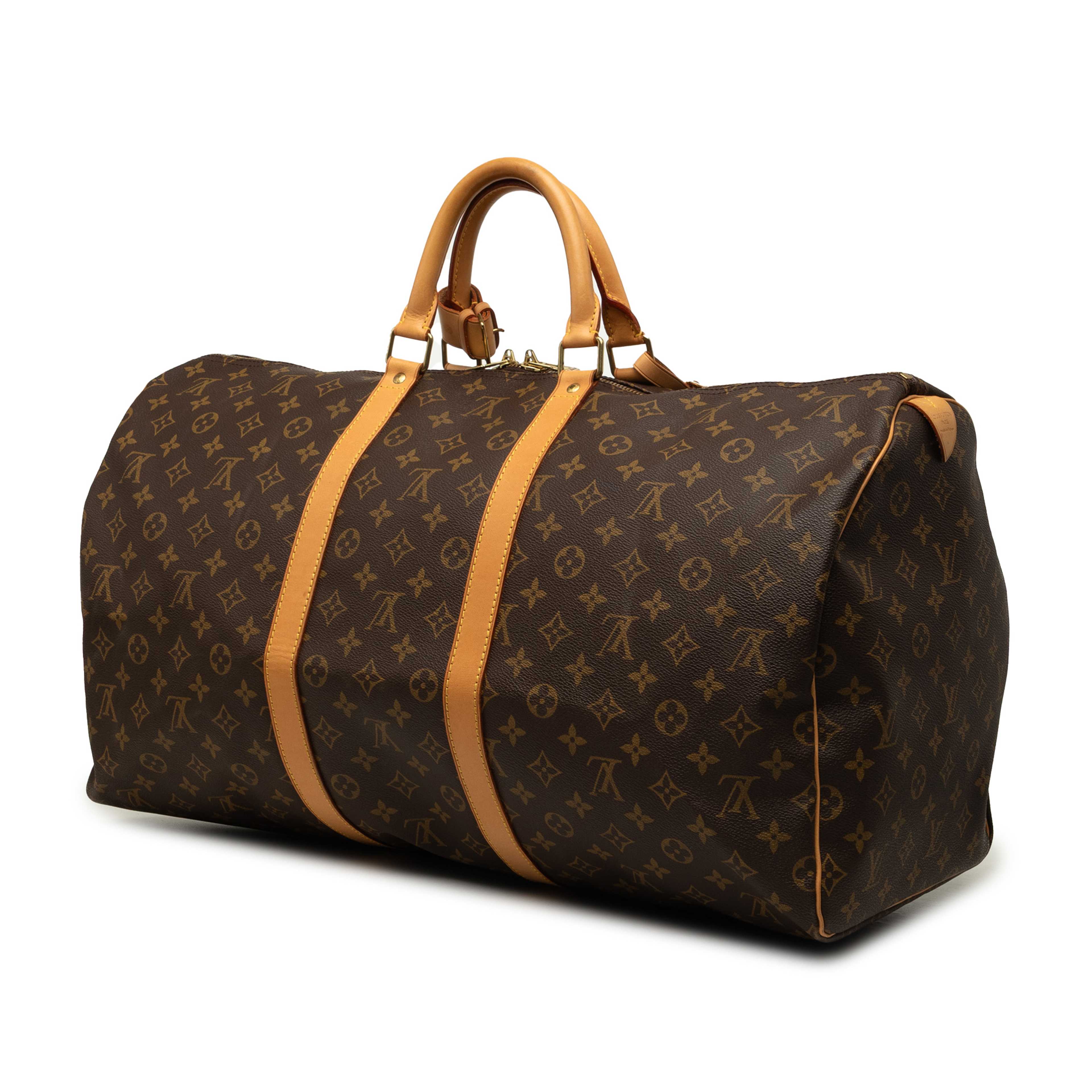 Louis Vuitton Monogram Keepall 55, från Luxclusif, i färgen brun. Klicka för att öppna bilden i stort format