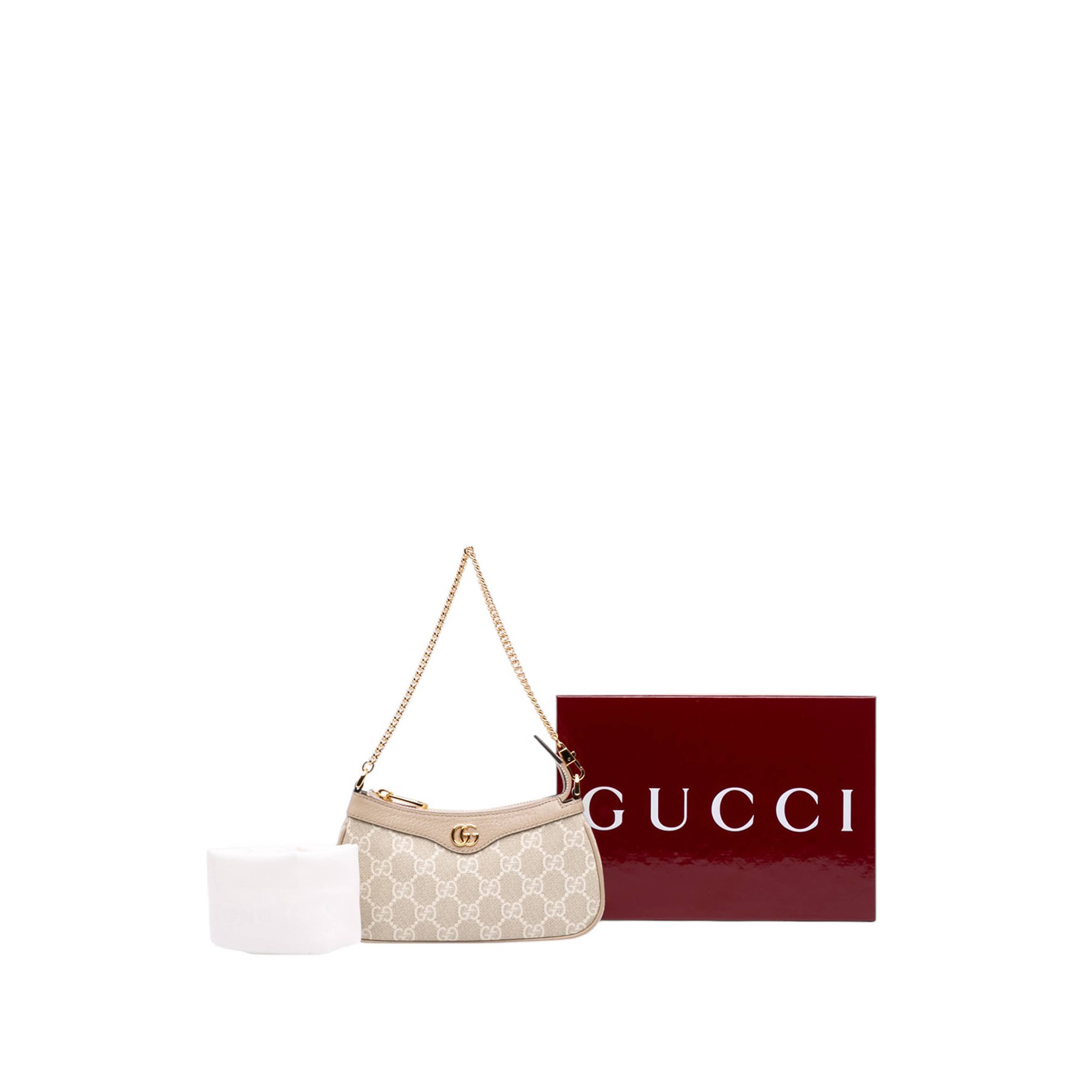 Gucci Mini Gg Supreme Ophidia Shoulder Bag, från Luxclusif, i färgen beige. Klicka för att öppna bilden i stort format