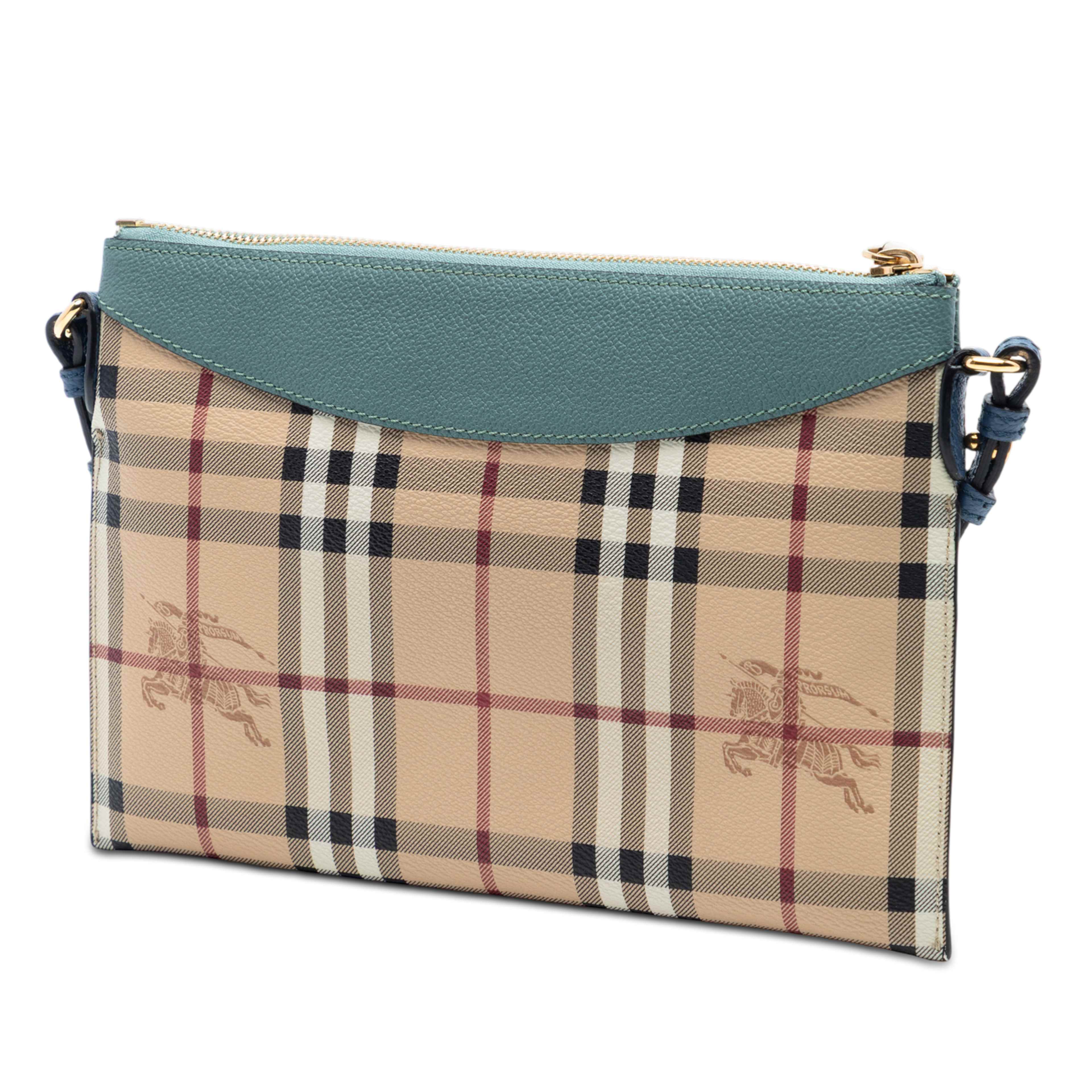 Burberry Haymarket Check Coated Canvas Peyton Crossbody, från Luxclusif, i färgen beige. Klicka för att öppna bilden i stort format