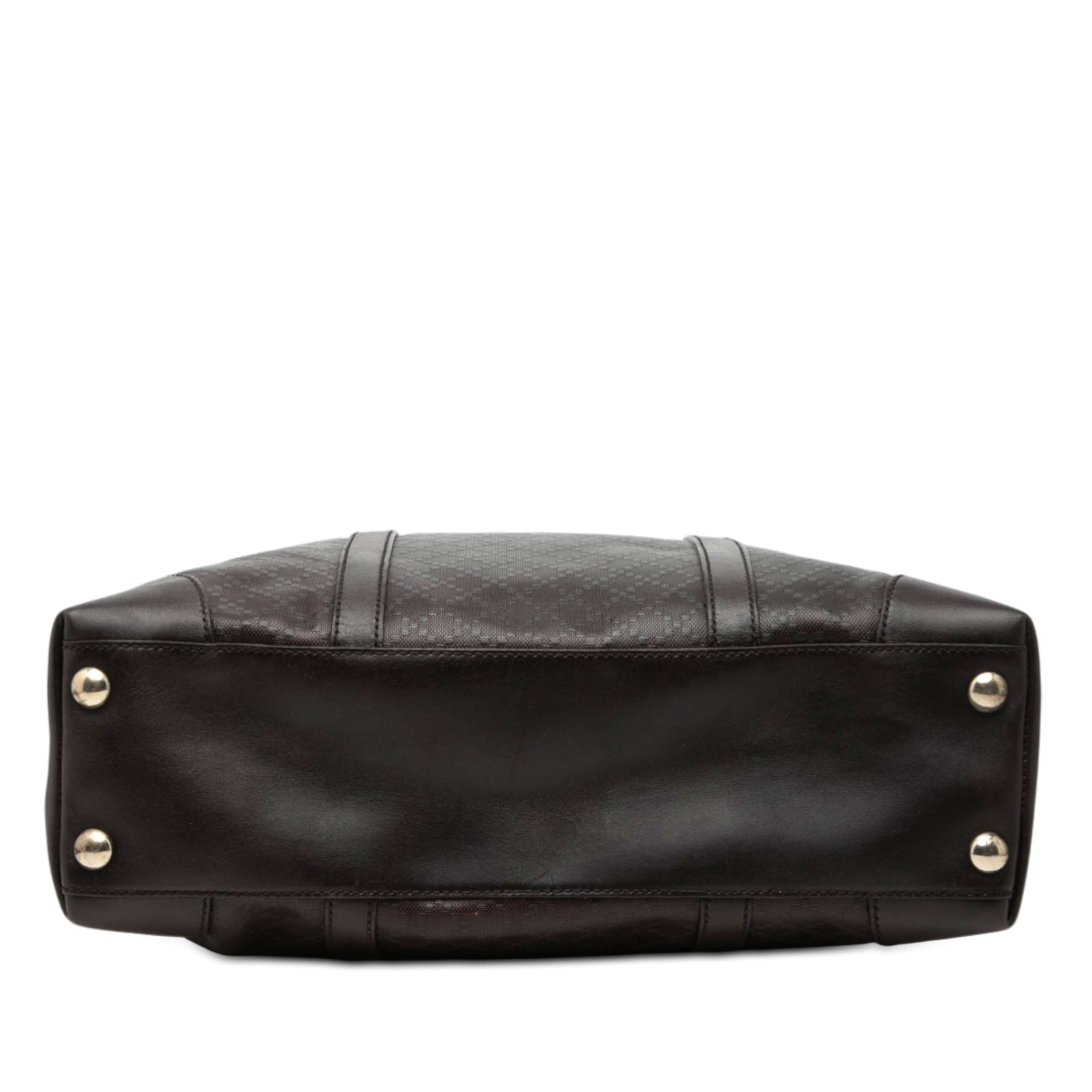 Gucci Diamante Leather Hilary Lux Joy Vertical Tote, från Luxclusif, i färgen dark brown. Klicka för att öppna bilden i stort format