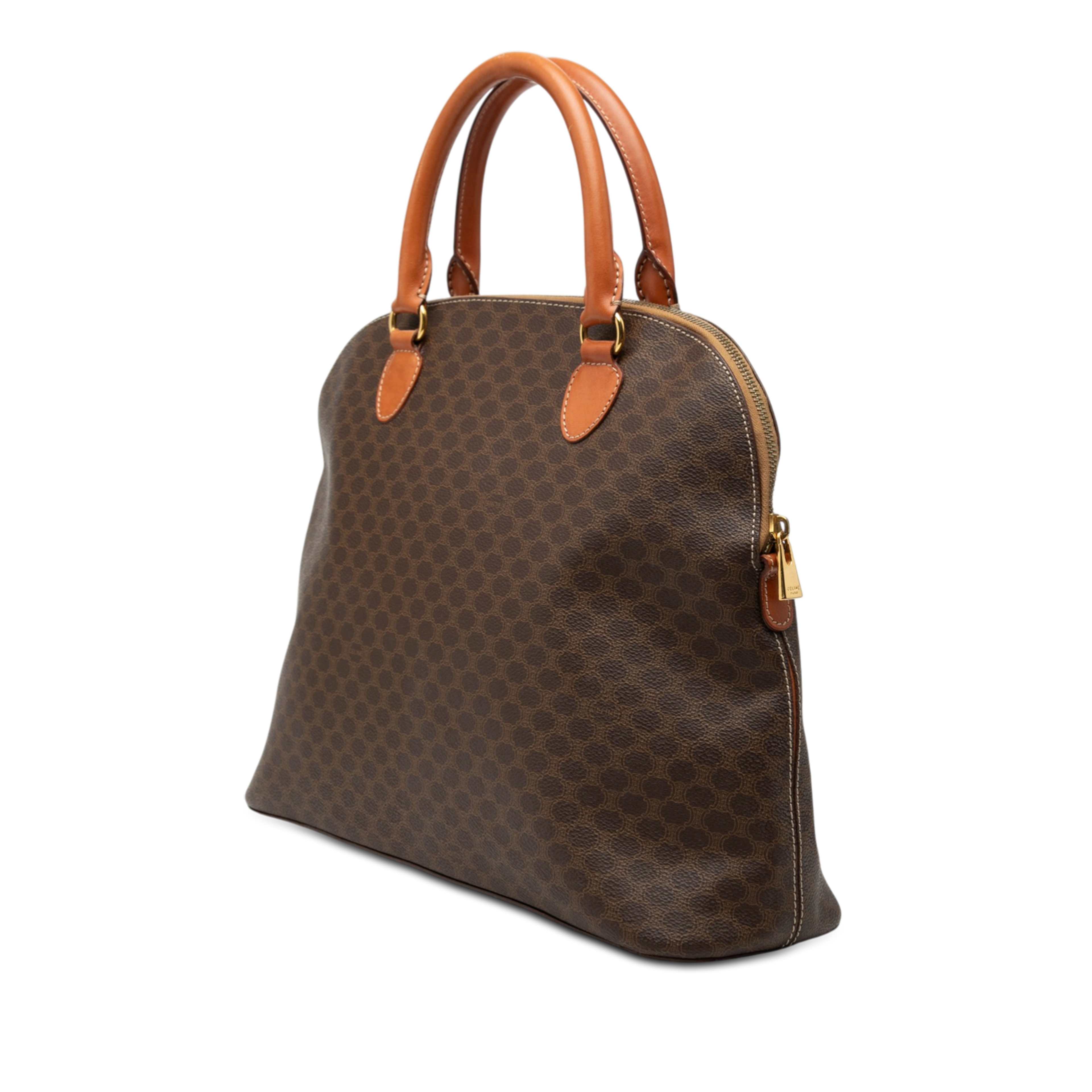 Celine Macadam Coated Canvas Dome Satchel, från Luxclusif, i färgen brown. Klicka för att öppna bilden i stort format