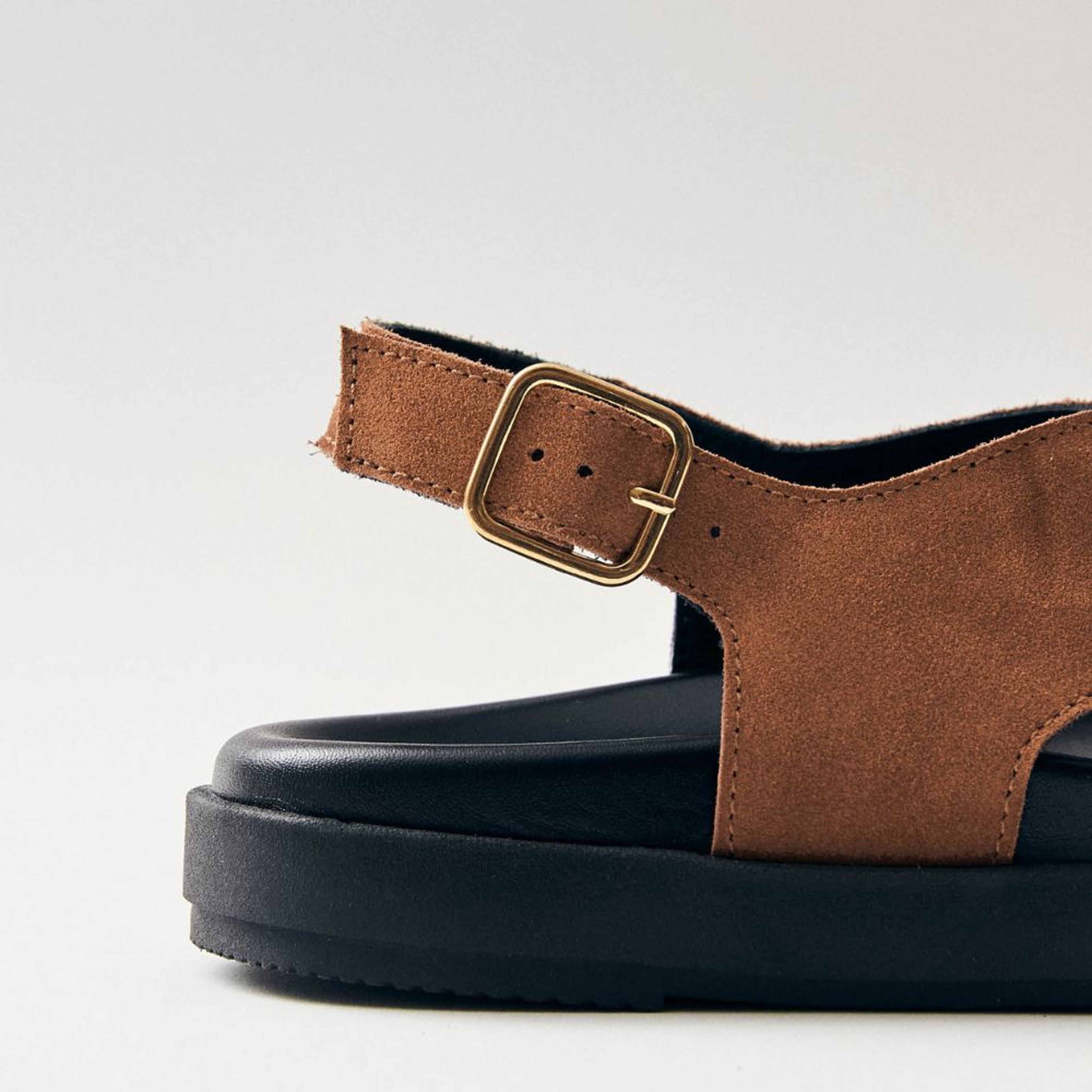 Nico Suede Brown Leather Sandals
