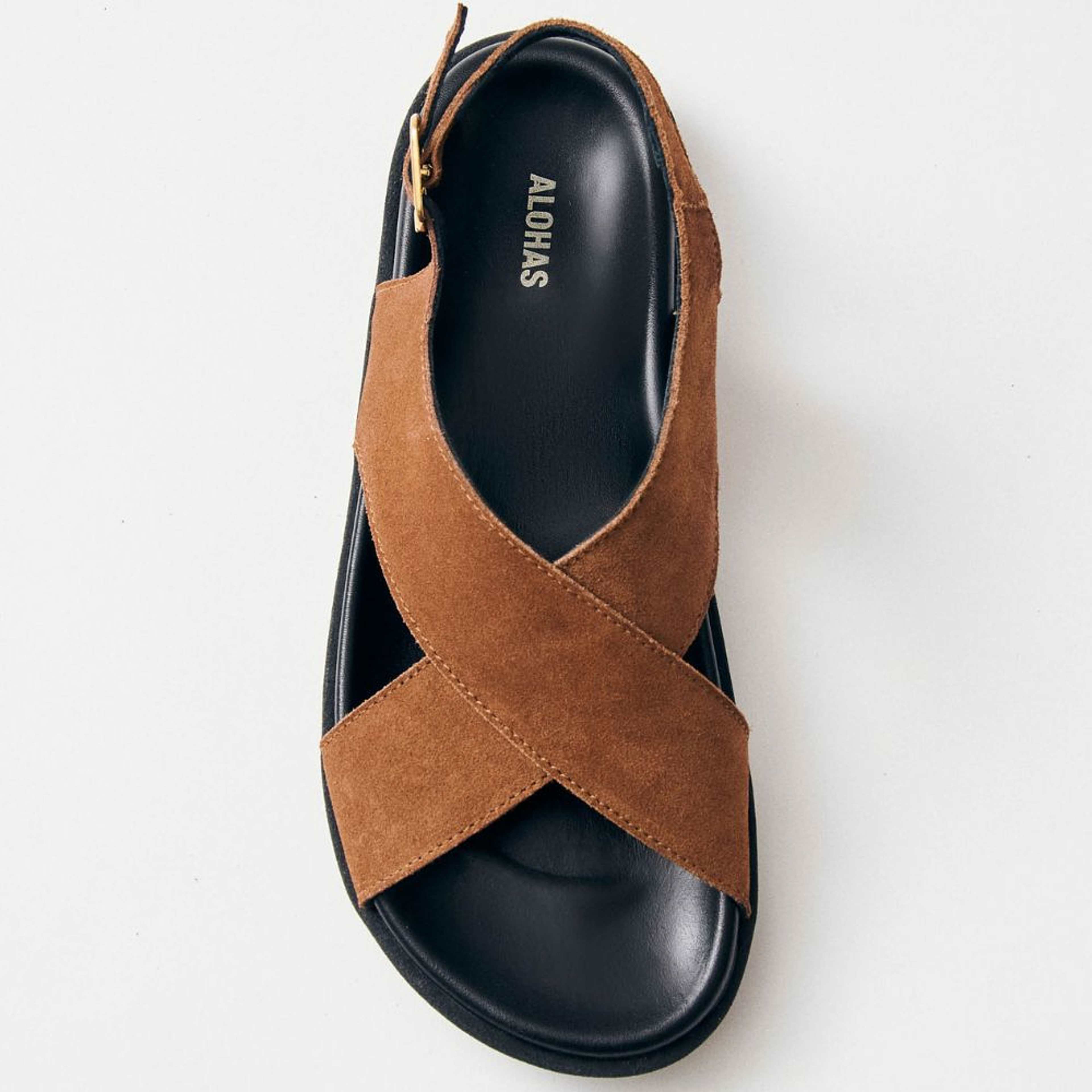 Nico Suede Brown Leather Sandals