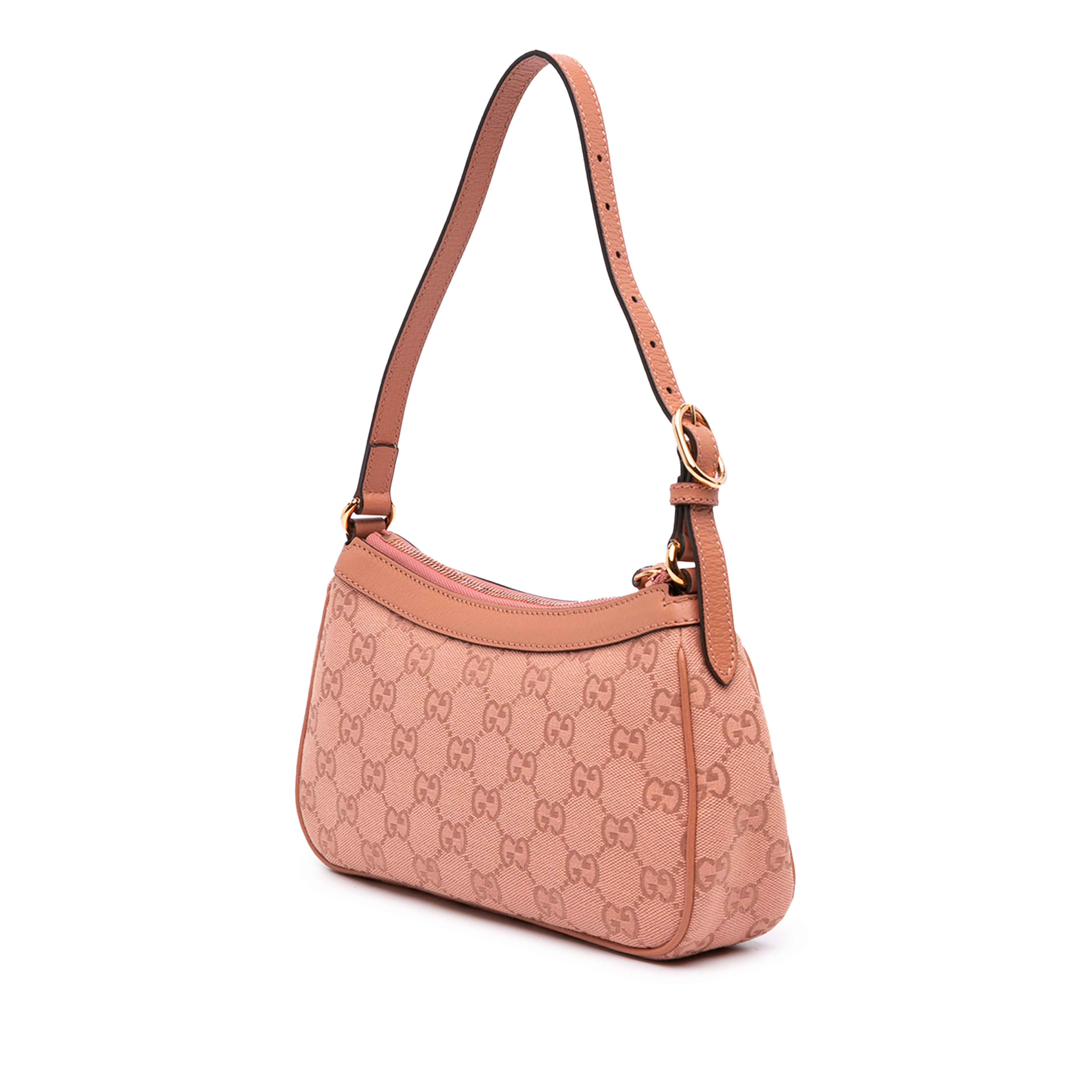Gucci Small Gg Canvas Ophidia Shoulder Bag, från Luxclusif, i färgen rosa. Klicka för att öppna bilden i stort format