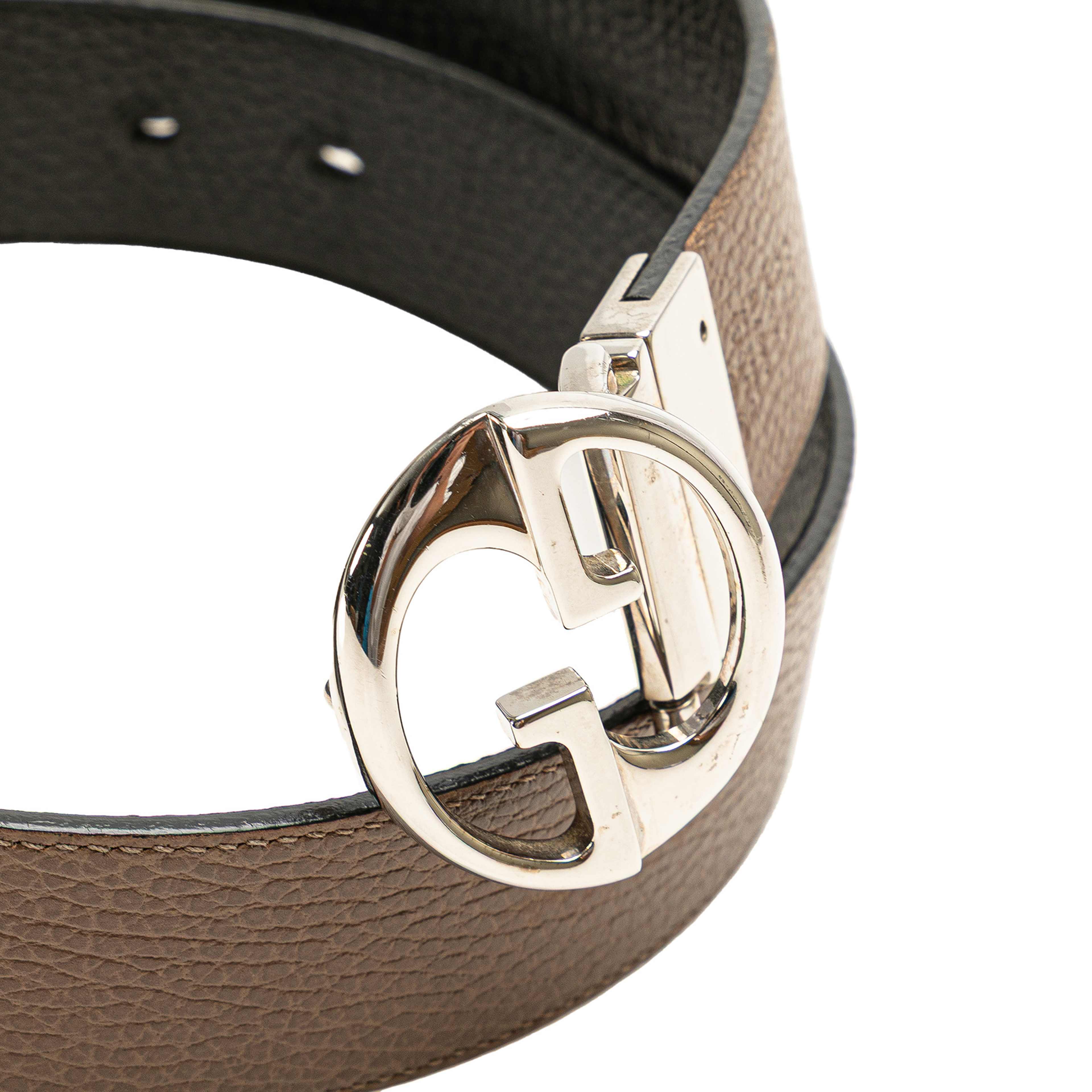Gucci Leather 1973 Reversible Belt, från Luxclusif, i färgen dark brown. Klicka för att öppna bilden i stort format