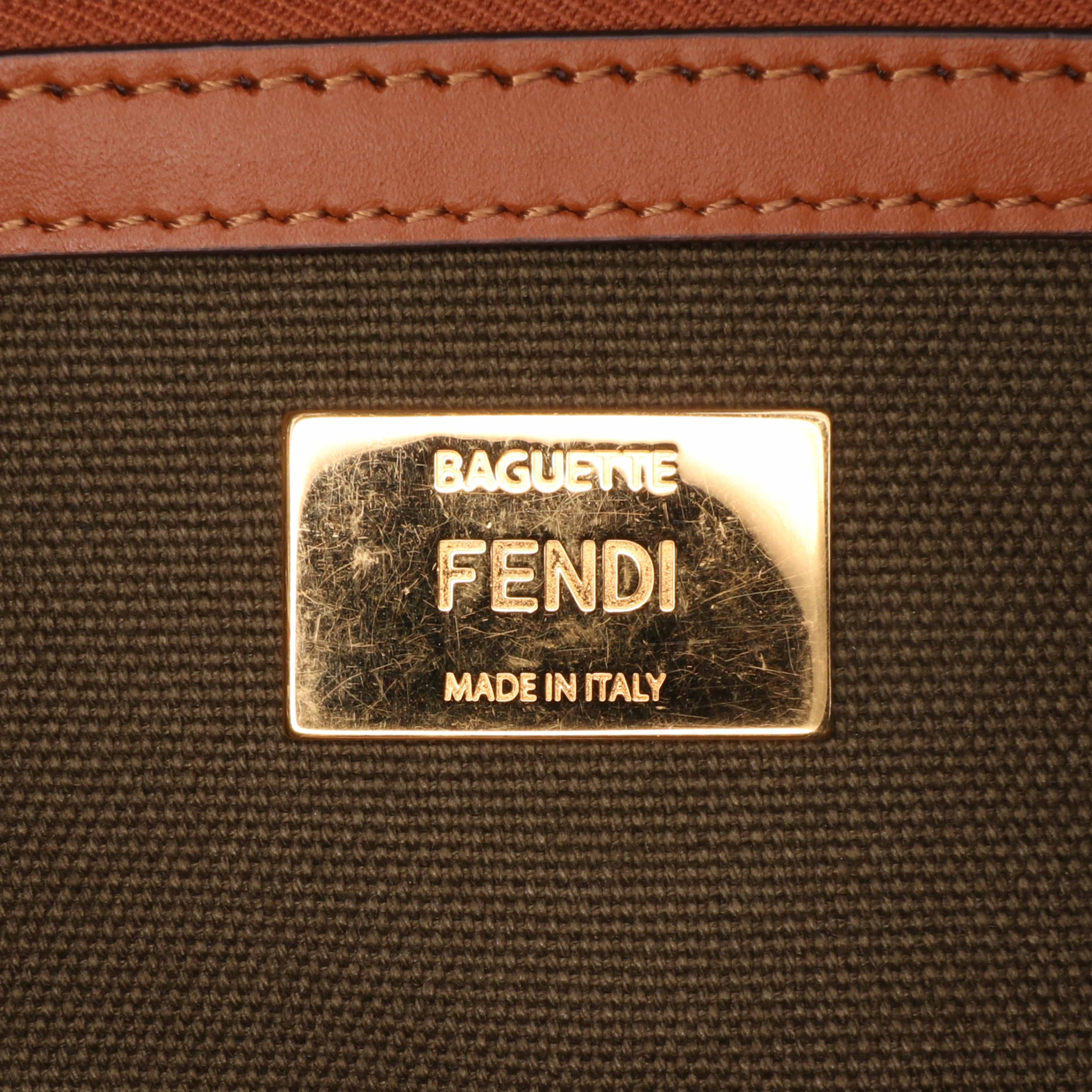 Fendi Zucca Embroidered Canvas Baguette Satchel