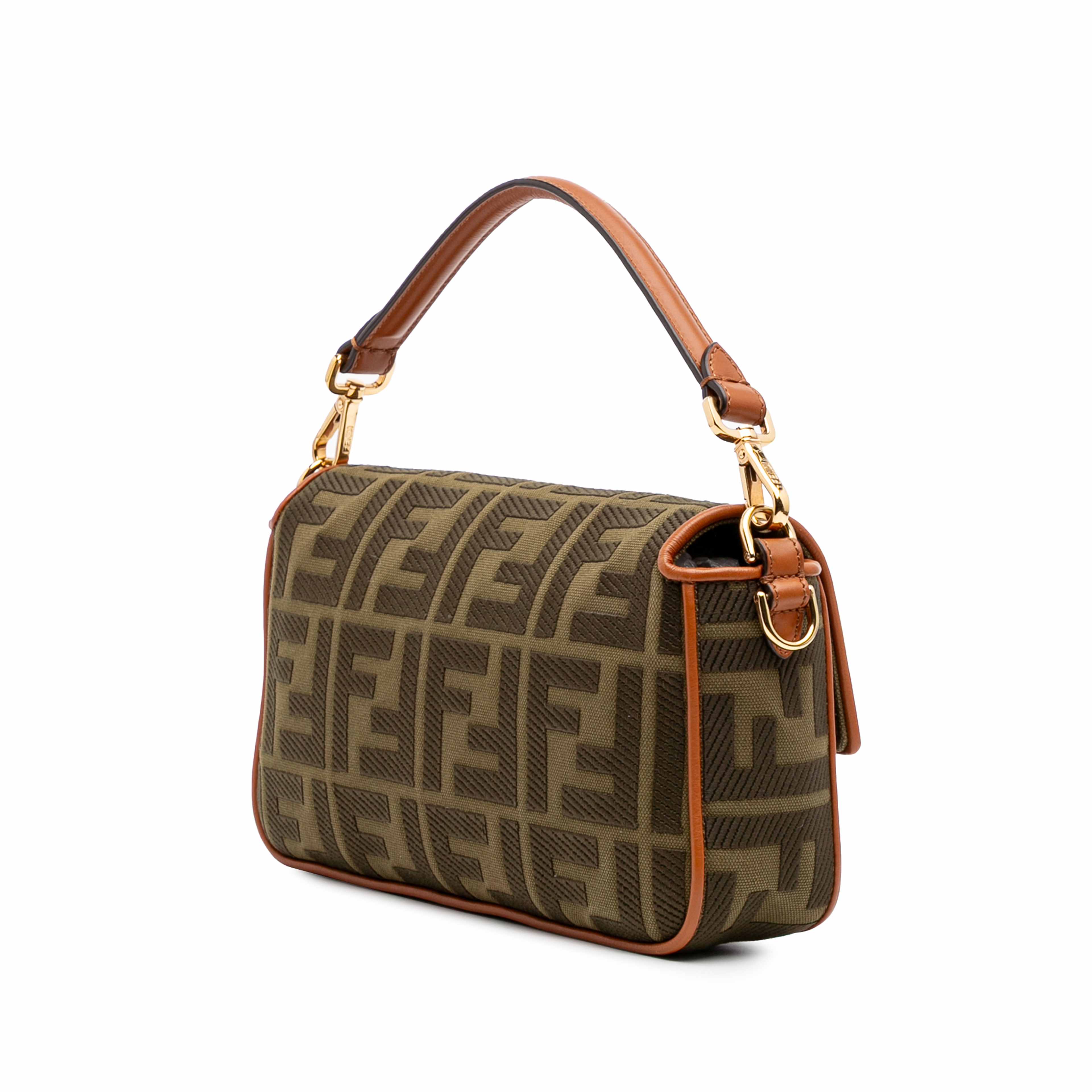 Fendi Zucca Embroidered Canvas Baguette Satchel