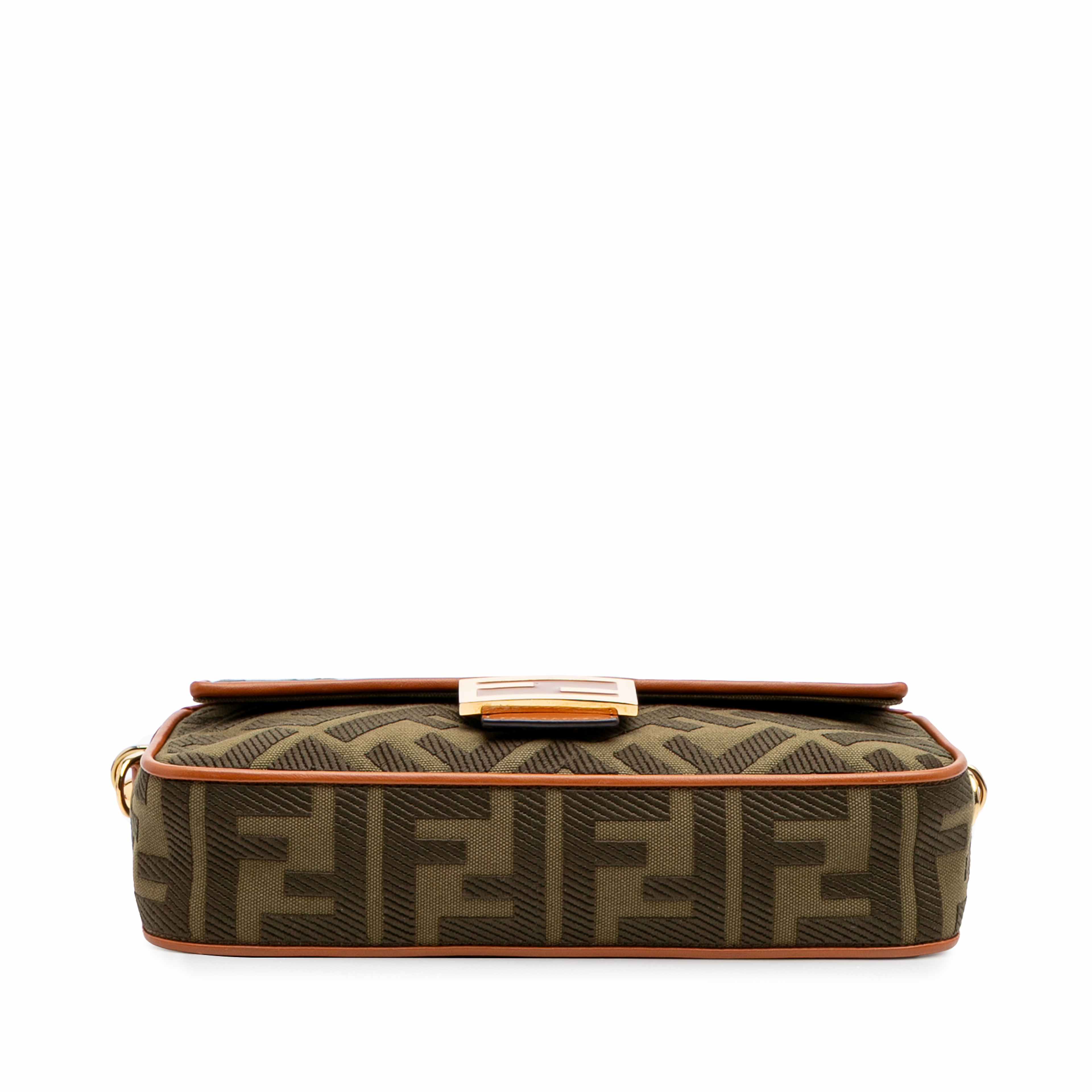 Fendi Zucca Embroidered Canvas Baguette Satchel
