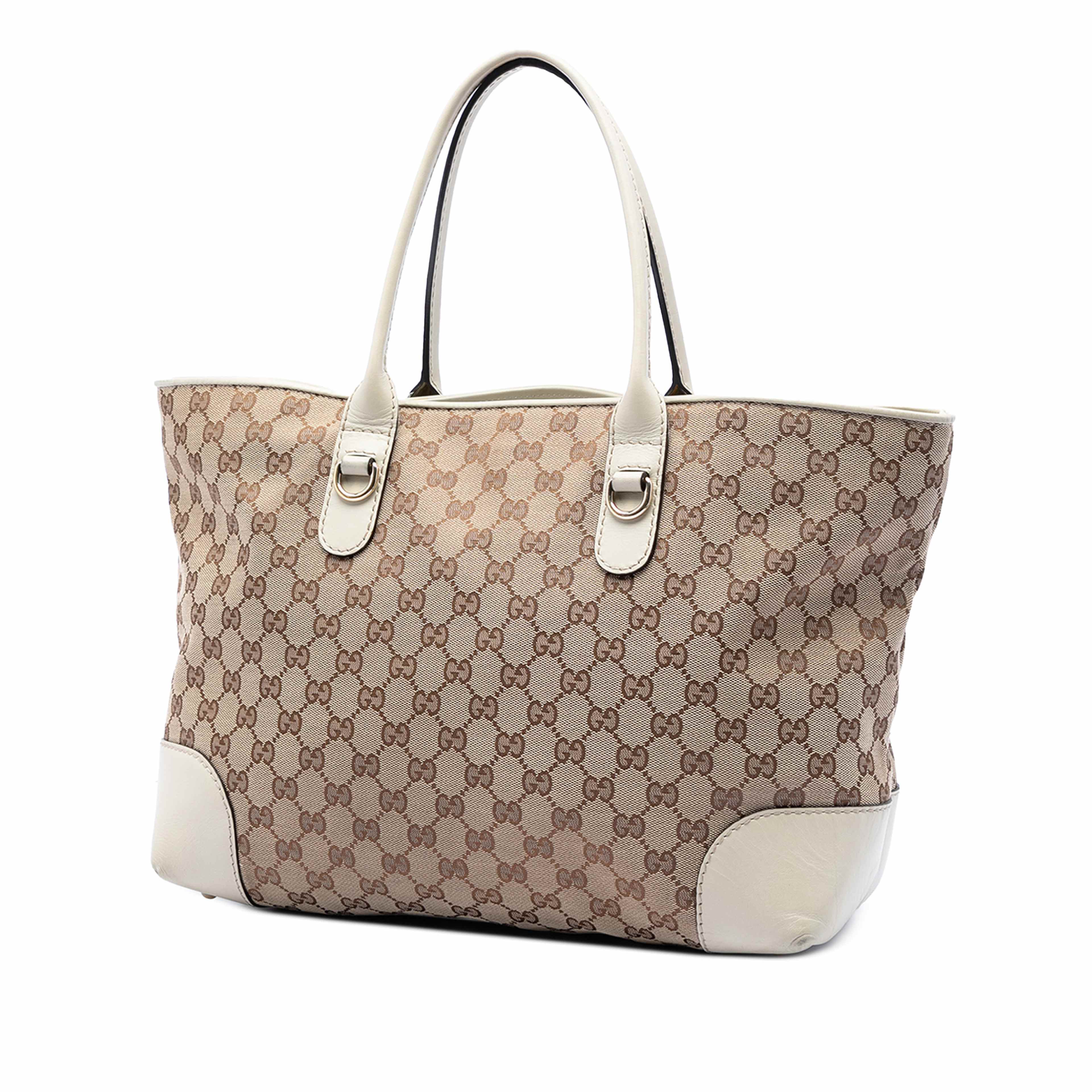 Gucci Gg Canvas Heart Bit Tote, från Luxclusif, i färgen vit. Klicka för att öppna bilden i stort format