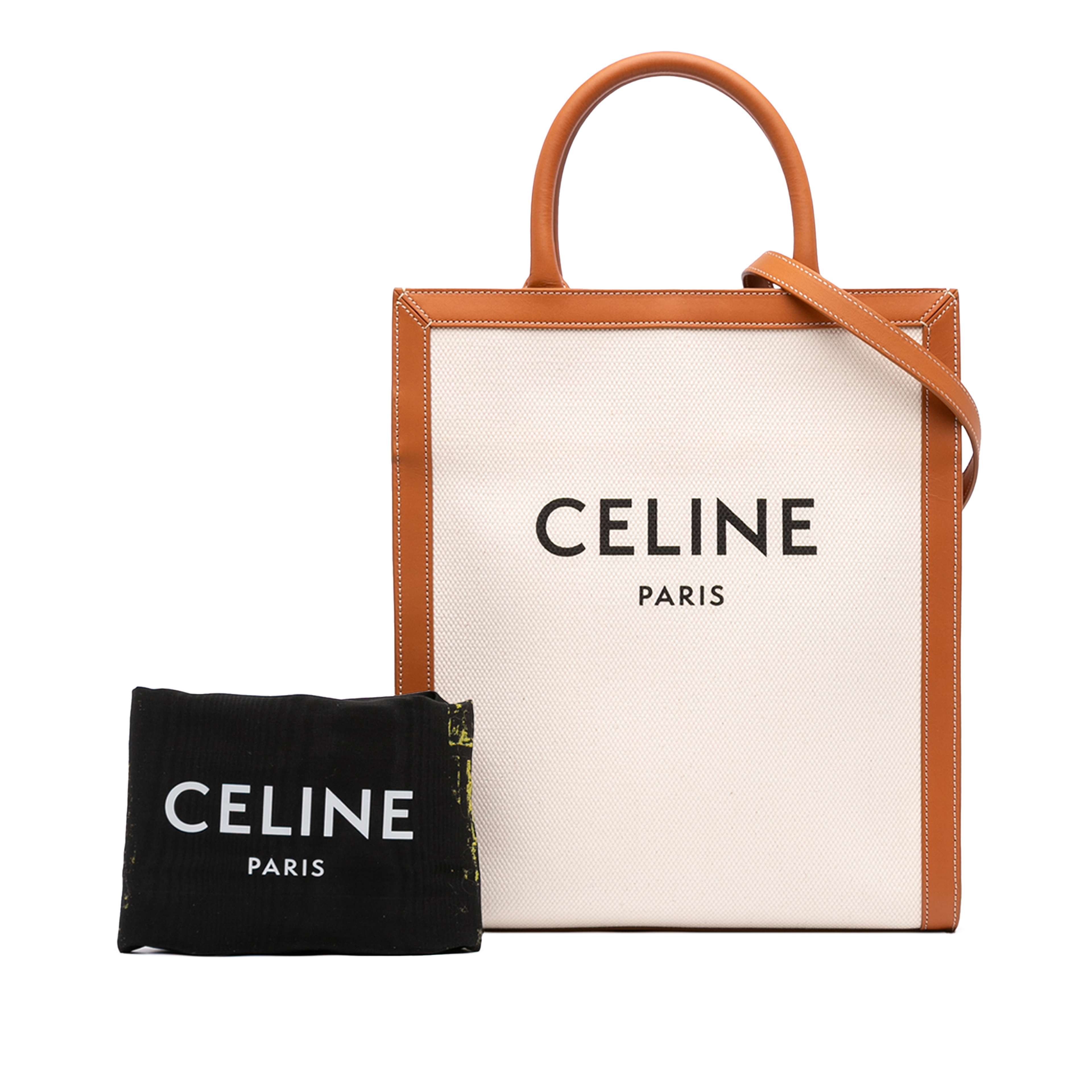 Celine Small Canvas Vertical Cabas Satchel, från Luxclusif, i färgen brun. Klicka för att öppna bilden i stort format