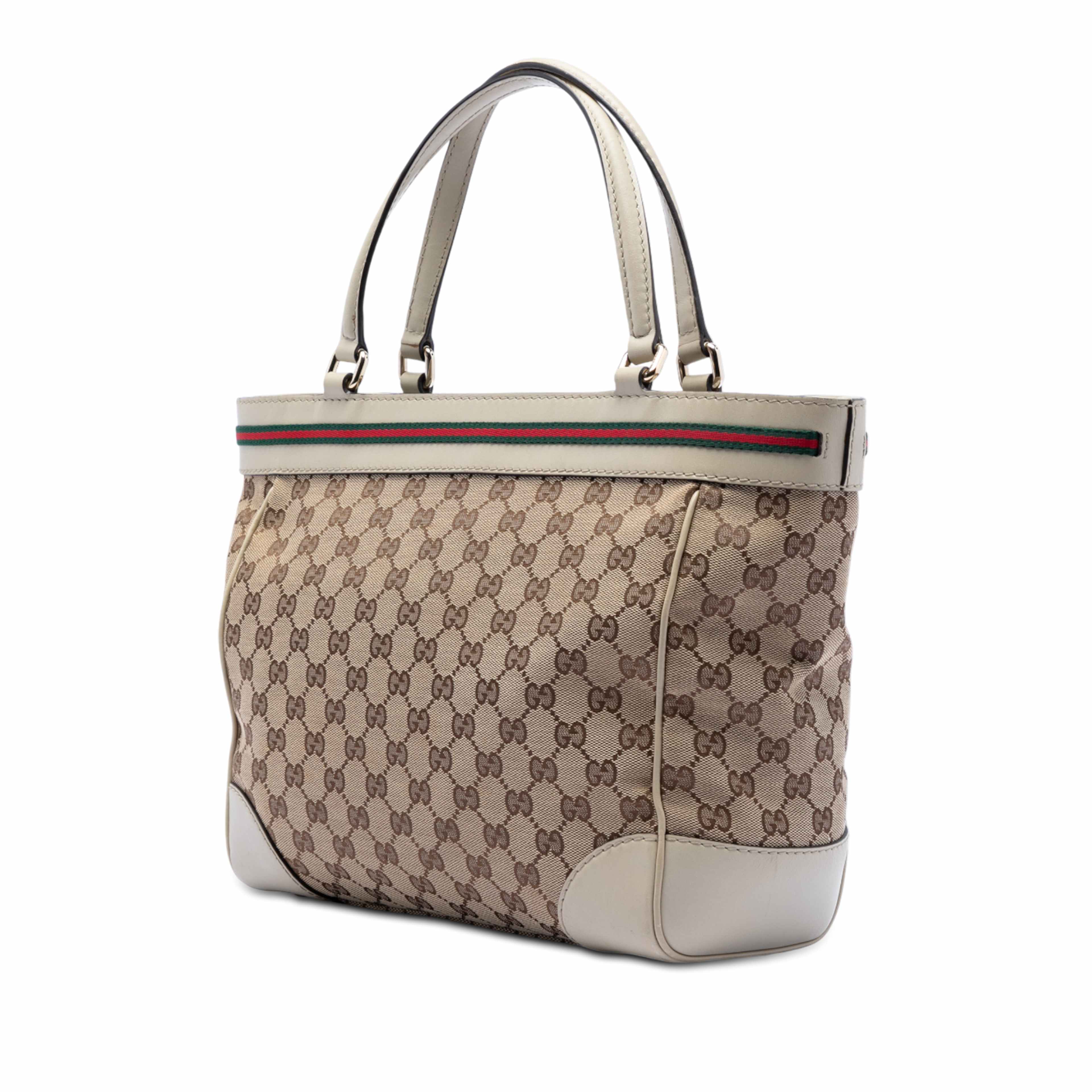 Gucci Gg Canvas Web Mayfair Tote, från Luxclusif, i färgen beige. Klicka för att öppna bilden i stort format